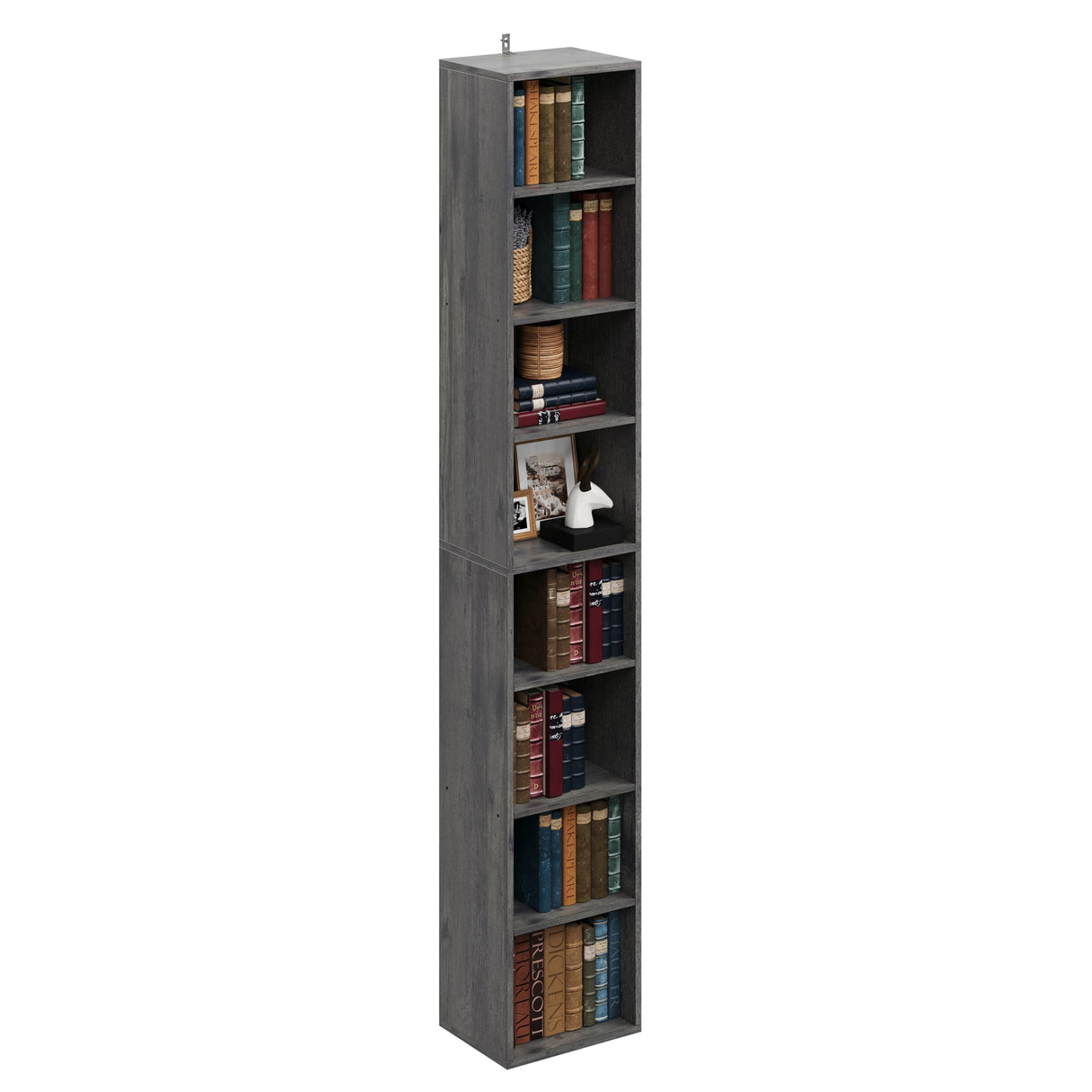 IRONCK Tall Narrow Bookshelf 8 Tiers, Compact Corner Bookcase, Easy to Match for Living Room, Office, Study, Bedroom IRONCK