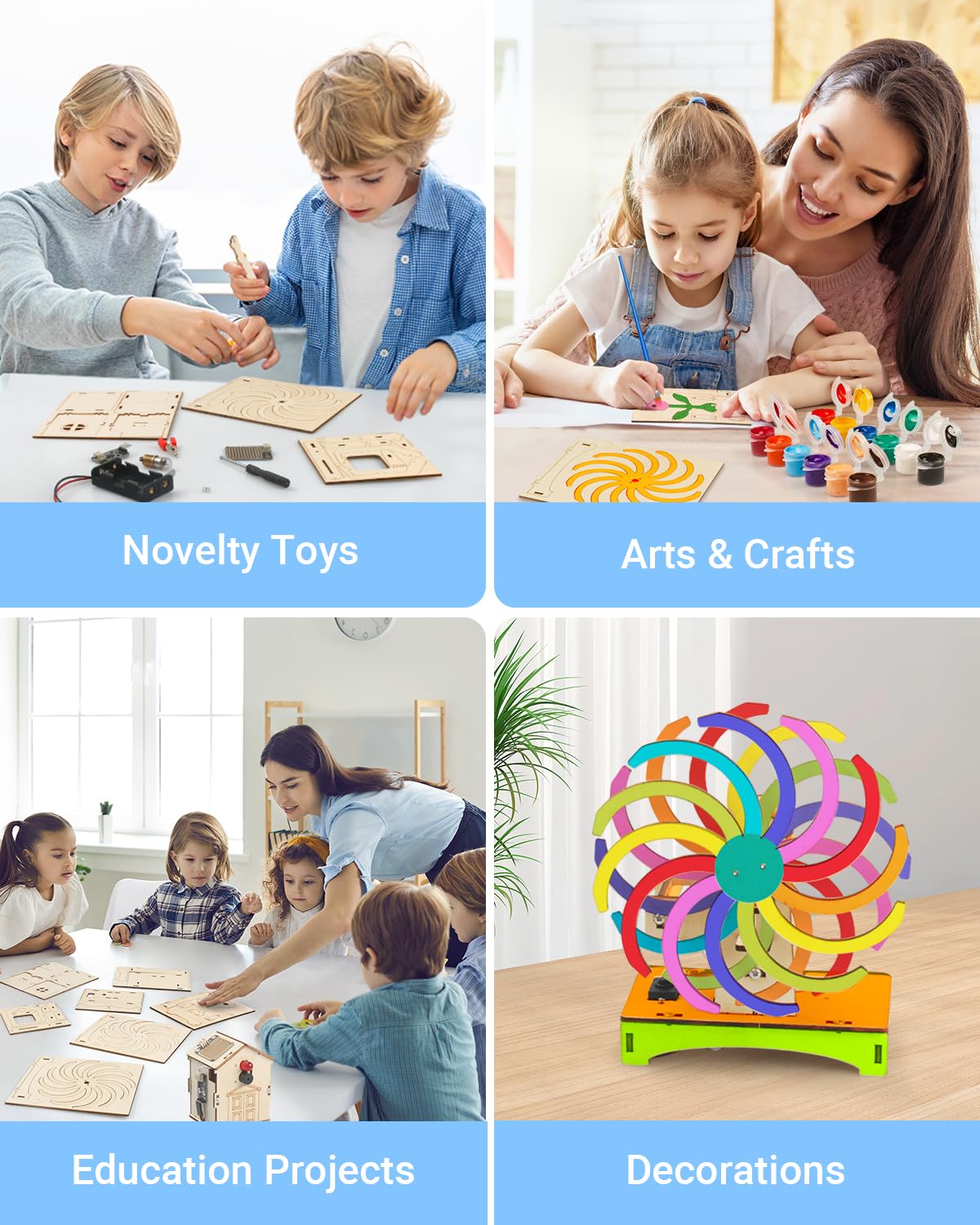 Poraxy 5 in 1 STEM Kits for Kids Age 8-10, Wooden 3D Puzzles, Arts Crafts Science Kits for 8-12, Educational Projects Building Toys, Birthday Gifts for Boys and Girls 7 8 9 10 11 12 13 14 Years Old Poraxy