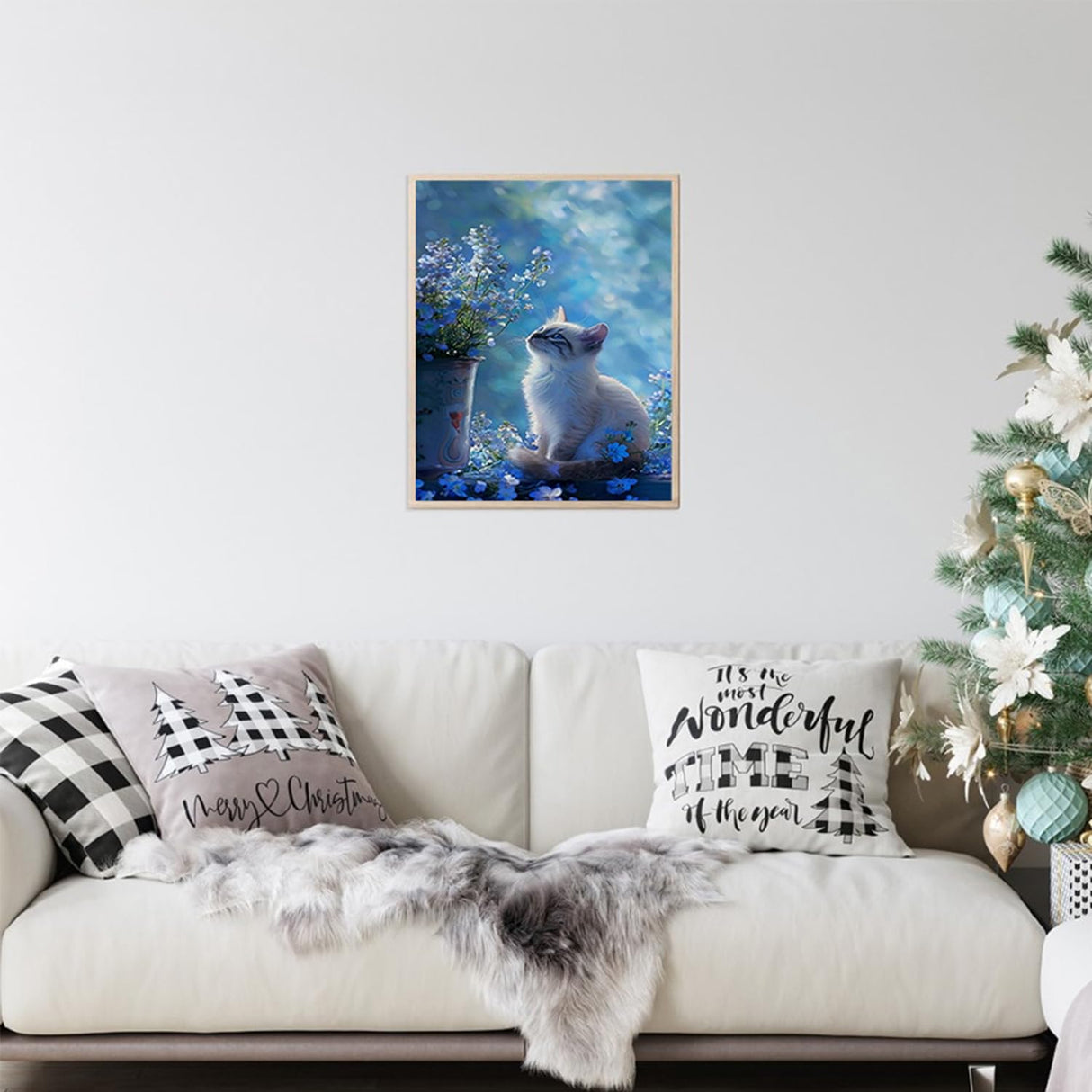 YQFCZDQ Round 5D Diamond Painting Kits for Adults,Cute Cat Animal Diamond Art Kits for Adults Beginner,Flowers DIY Full Drill Diamond Dots Paintings with Diamonds Gem Art Craft Home Decor 13.8x13.8in YQFCZDQ