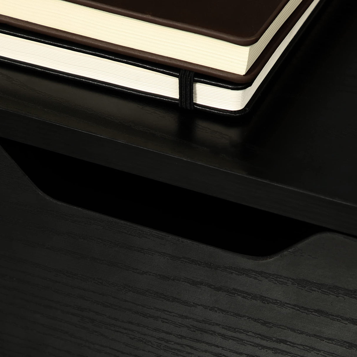 HOMCOM 3 Drawer Mobile File Cabinet, Rolling Printer Stand, Vertical Filing Cabinet, Black Wood Grain HOMCOM