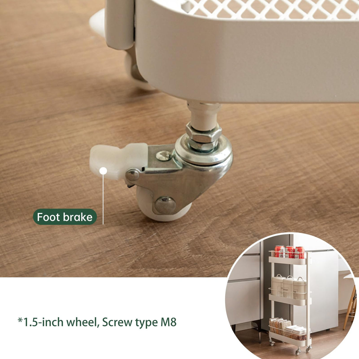 Wayshome Rolling Storage Cart, 3 Tier Bathroom Organizer Mobile Shelving Unit, Metal Utility Cart Tower Rack for Kitchen Laundry Narrow Places(Fully Assembled Furniture, Black) Wayshome