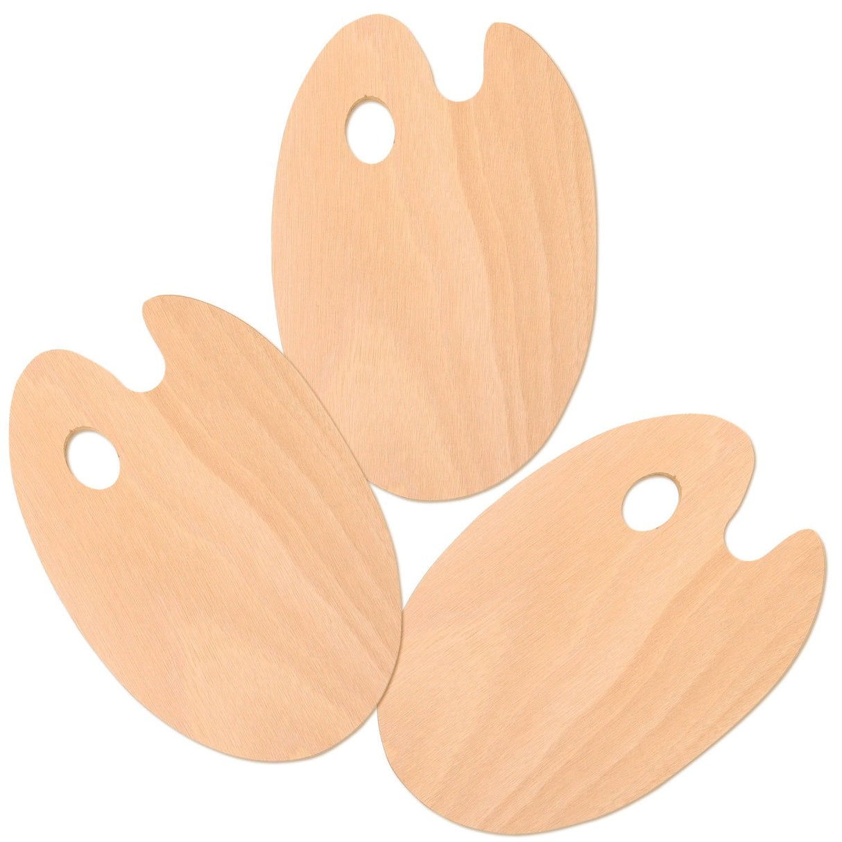 U.S. Art Supply 8" x 12" Large Wooden Oval-Shaped Artist Painting Palette with Thumb Hole (Pack of 3) - Wood Paint Color Mixing Tray - Easy Clean, Mix Acrylic, Oil - Art Students U.S. Art Supply