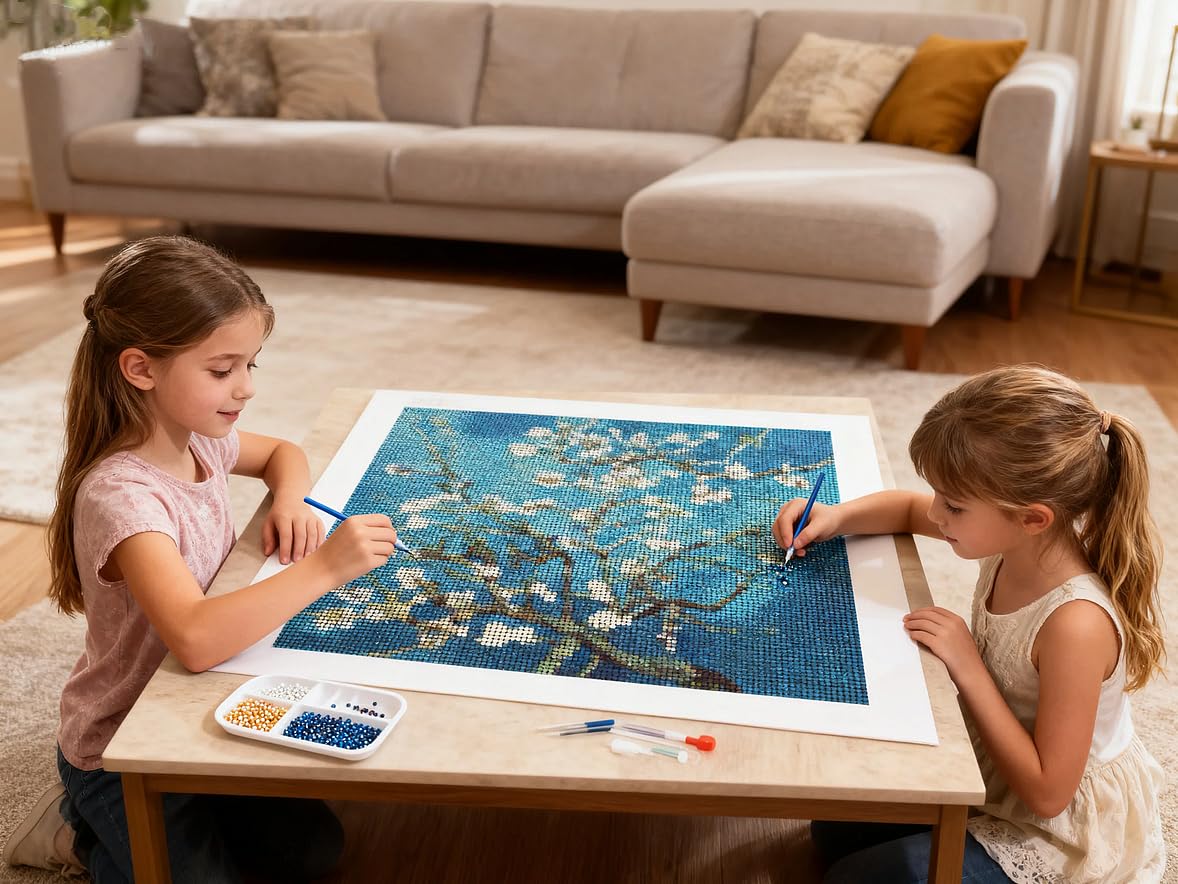 NIHO-JIUMA Diamond Painting Kits Van Gogh Apricot Tree, DIY 5D Full Drill Diamond Art Gift for Adult/Teen, Home Decoration (40x50cm/16x20inches) NIHO-JIUMA