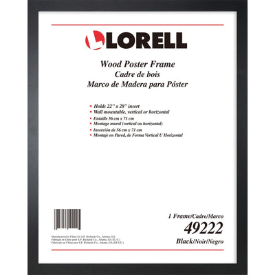 Lorell Solid Wood Poster Frame, 22" x 28" (49222) , Black