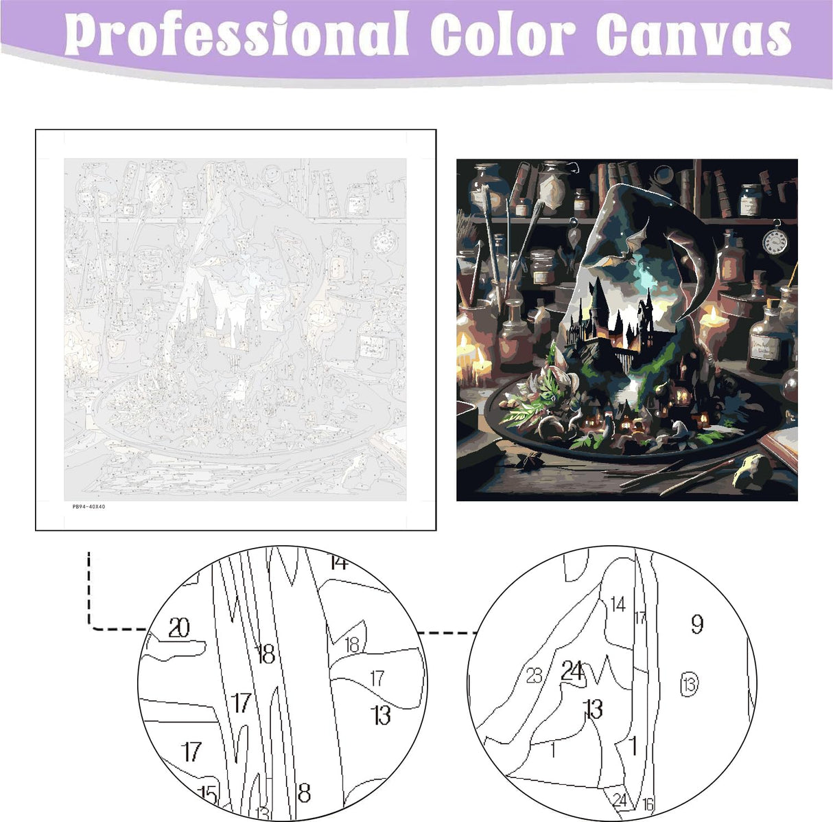 Paint by Numbers Kit for Adults Beginner, Halloween Hat Landscape Adult Paint by Number Kits On Canvas, DIY Oil Painting Kits for Gift Home Wall Decor 16x16 Inch BYGFHLYW