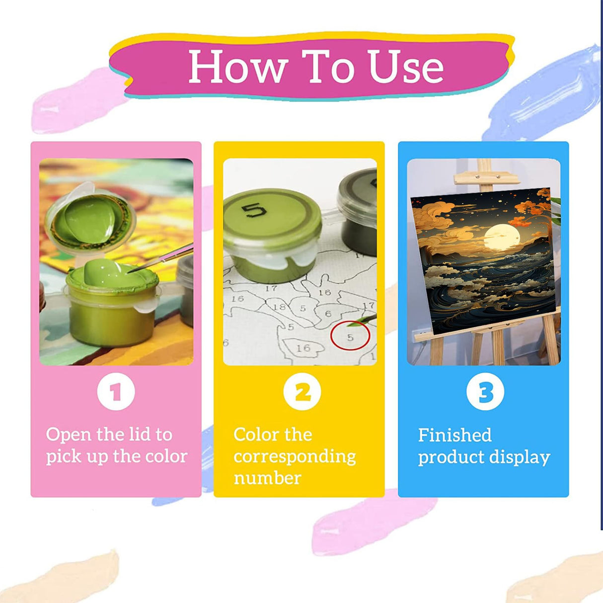 xackcme Ocean Wave Paint by Numbers for Adults - Landscapes Paint by Number on Canvas Without Frame, DIY Scenery Oil Painting for Gift Home Wall Decor (16x20 inch) xackcme