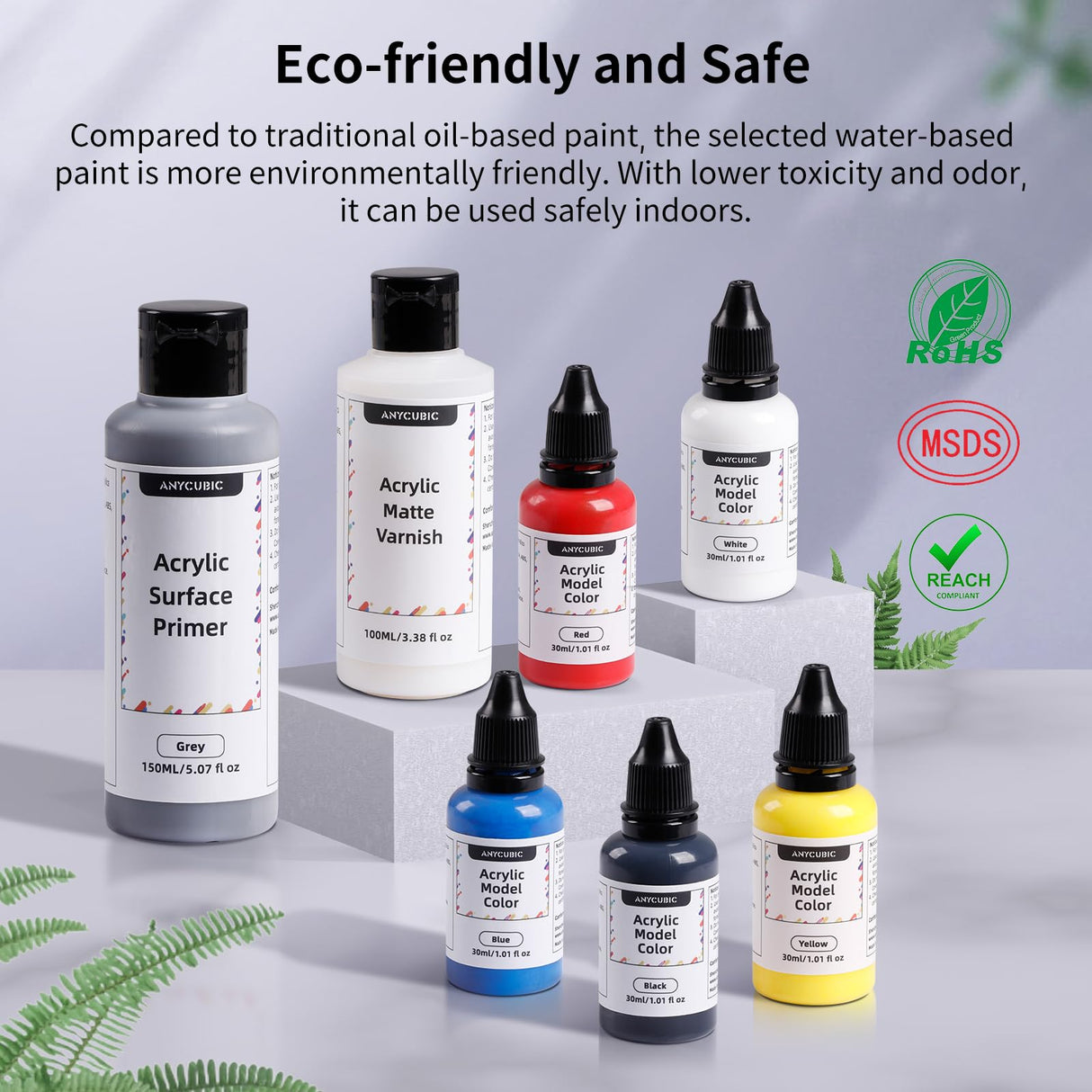ANYCUBIC 3D Printer Accessories, Multifunctional 3D Models Painting Set with Acrylic Paint kit 5 Colors, Primer, Topcoat, and Painting Tools, Miniatures Painting for 3D Printing Enthusiasts ANYCUBIC
