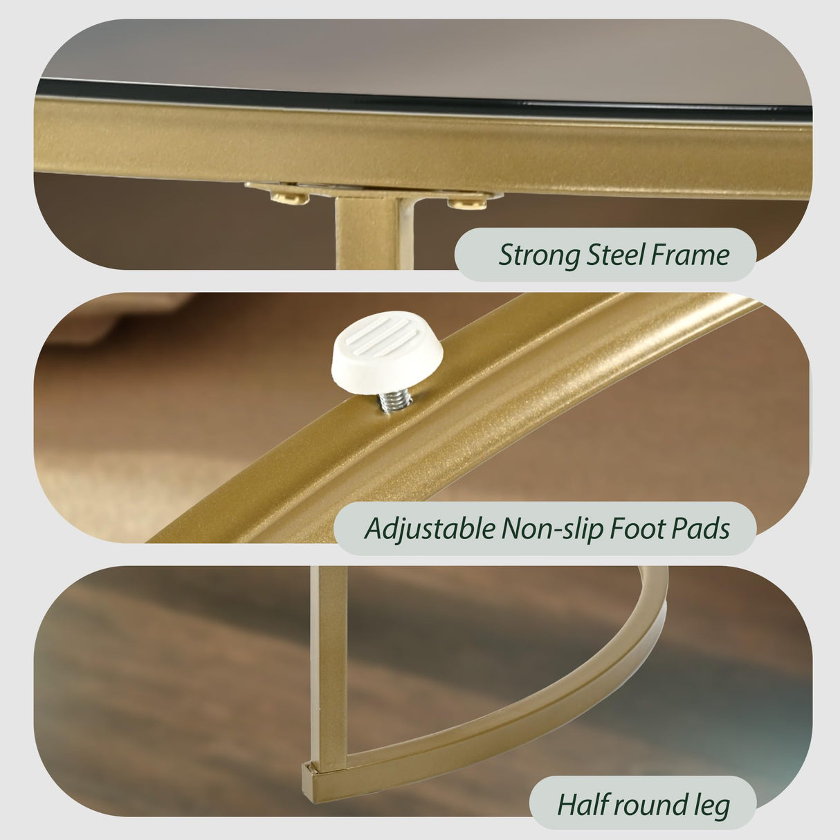 Furnivado 31.5" Nesting Coffee Table Set of 2, Round Nesting Coffee Tables with Tempered Glass Top, End Tables with Metal Frame for Living Room, Bedroom, Transparent Glass Furnivado