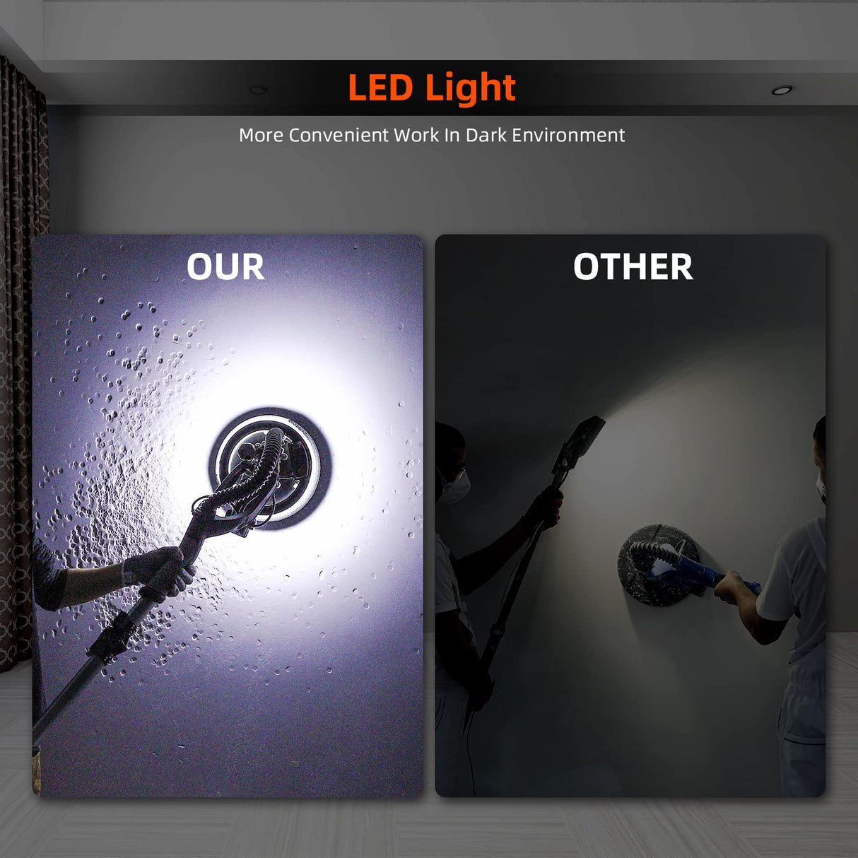 Drywall Sander,750W Electric Drywall Sander 7 Variable Speed 900-1800 RPM Sander with LED Light, 14 Pcs Sanding discs, Extendable Handle, Black, 6.5A Towallmark