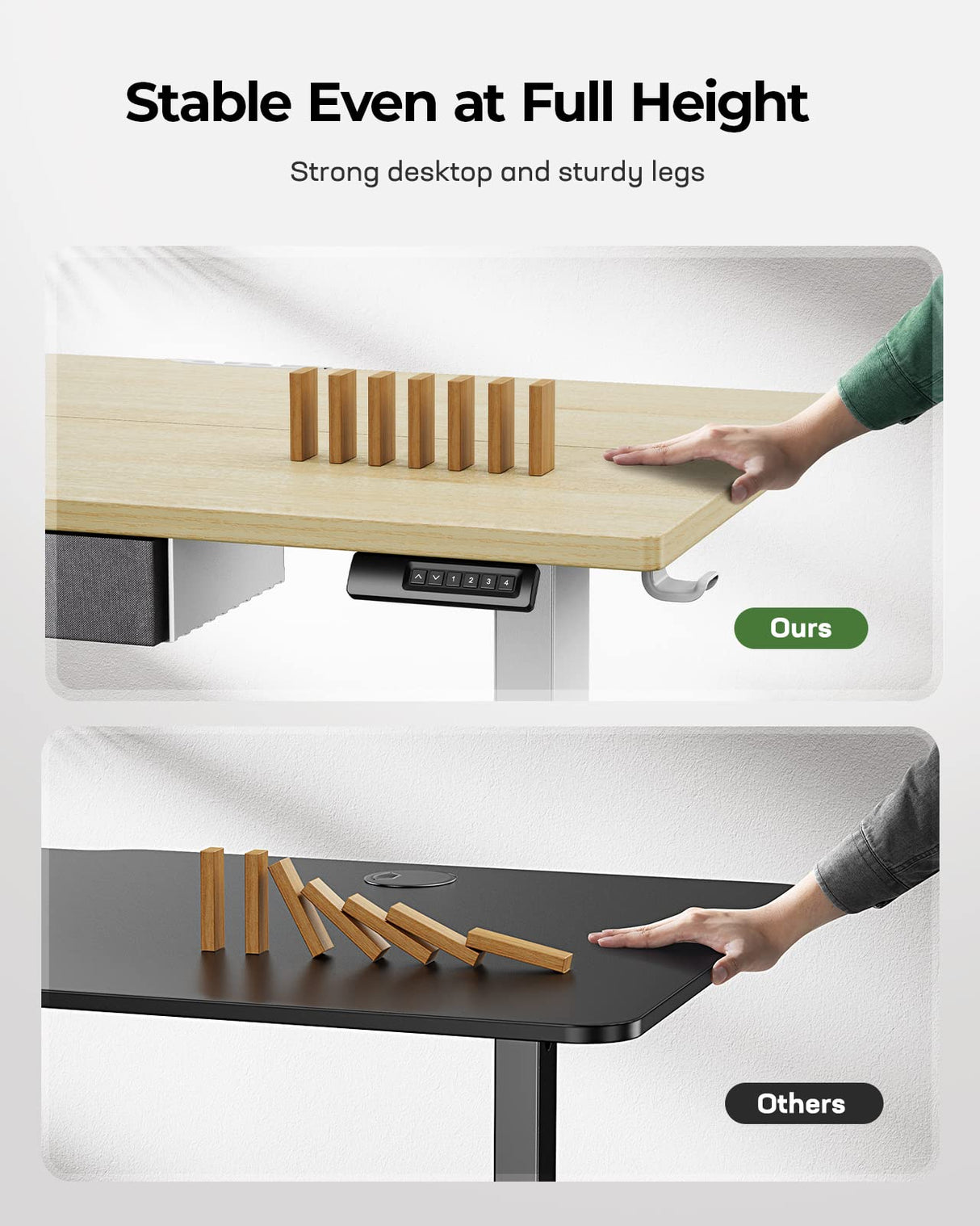 Marsail Standing Desk with Drawer, 48x24 Inch Adjustable Height Standing Desk, Electric Stand up Desk, Sit Stand Home Office Desk, Ergonomic Workstation for Home Office Computer Gaming Desk Maple Marsail