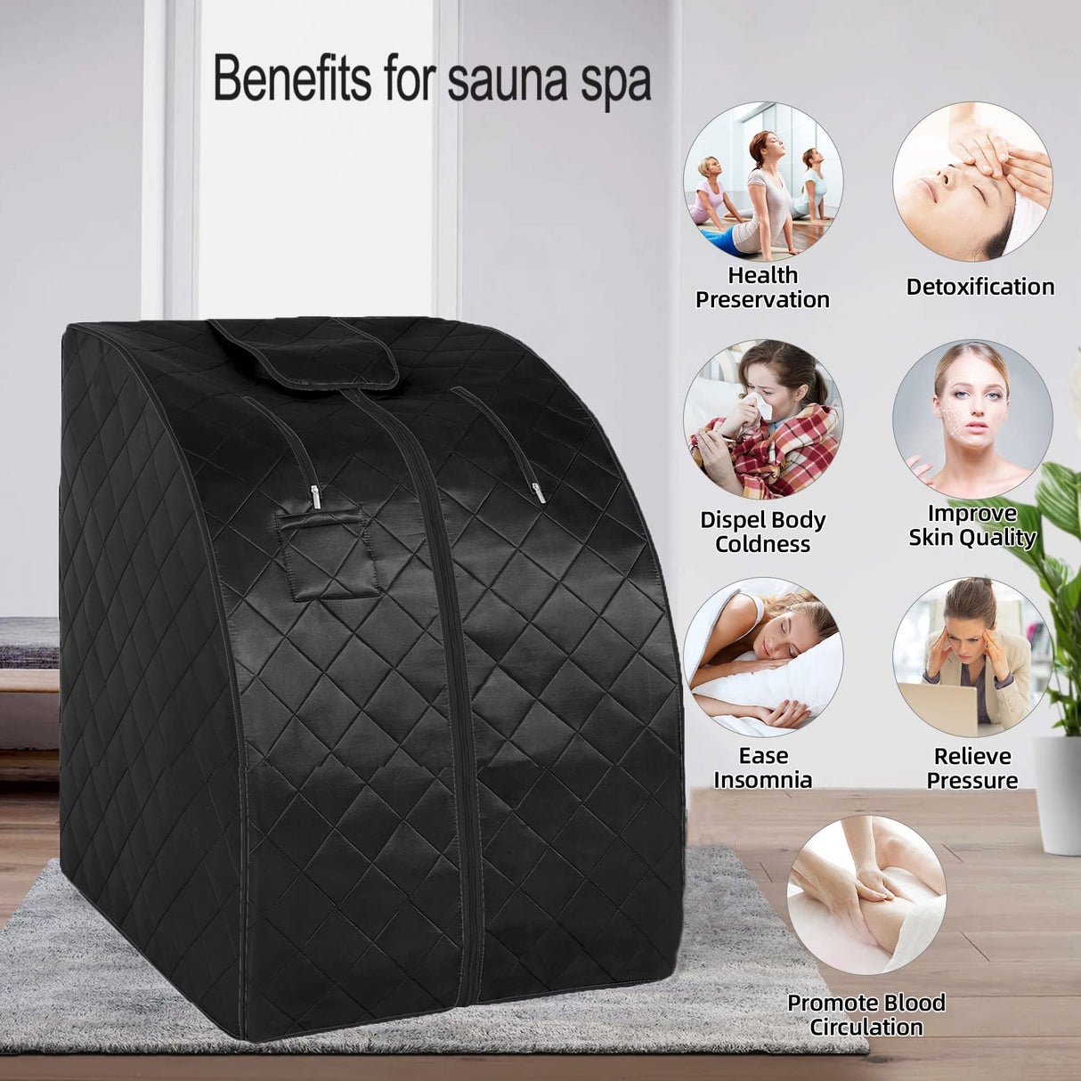 ZONEMEL Portable Infrared Sauna, 1 Person at Home Full Body Sauna, Individual Home Spa Tent with Heating Foot Pad, Upgraded Sauna Chair (L 27.6’’ x W 31.5’’ x H 37.8’’, Black) ZONEMEL