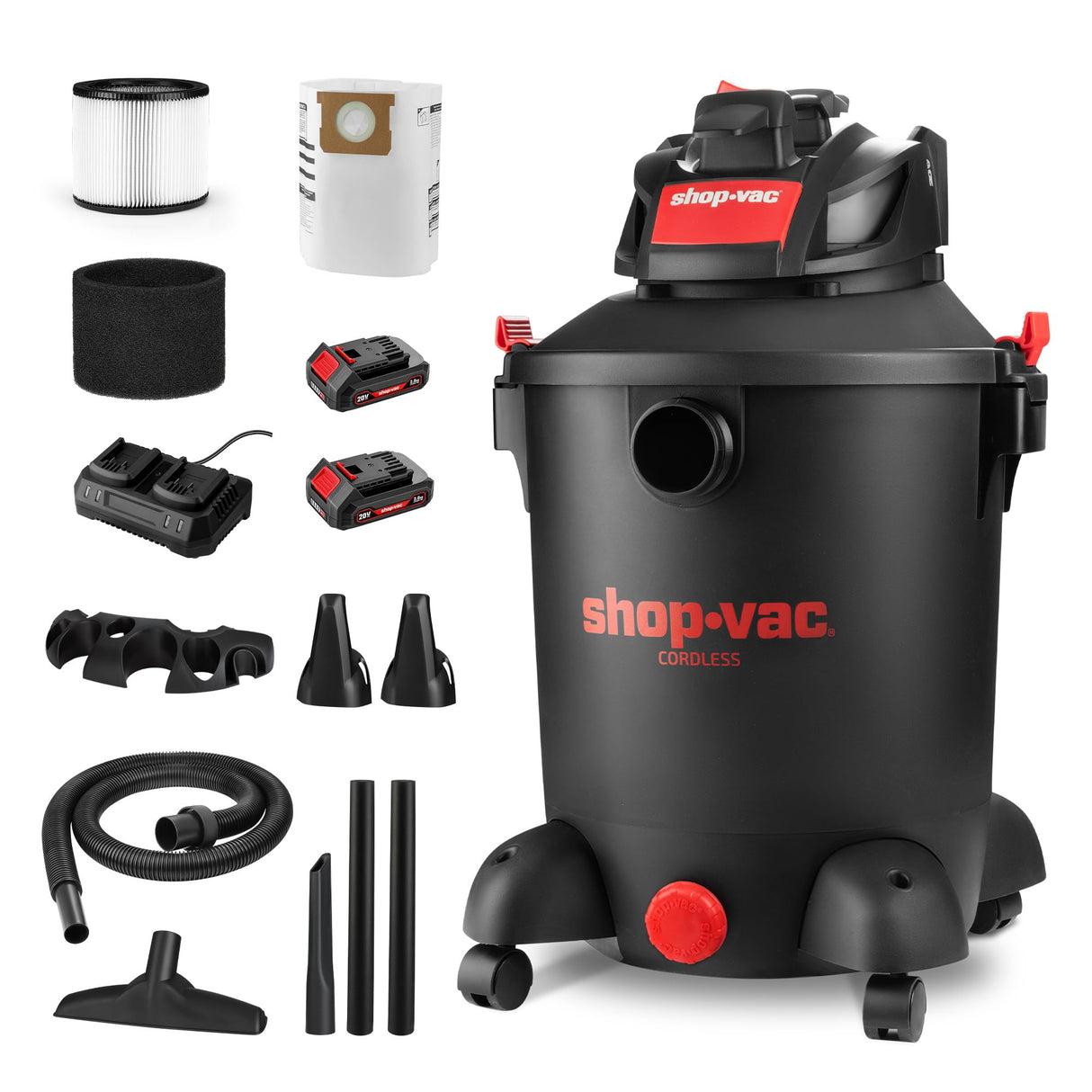 Shop-Vac 10 Gallon Wet Dry Vacuum Cleaner, 8.0 Peak Kpa Shop Vacuum with Blower Function, Cordless Vacuum Cleaner for Pet Hair, Jobsite, Garage, Home & Workshop Shop-Vac