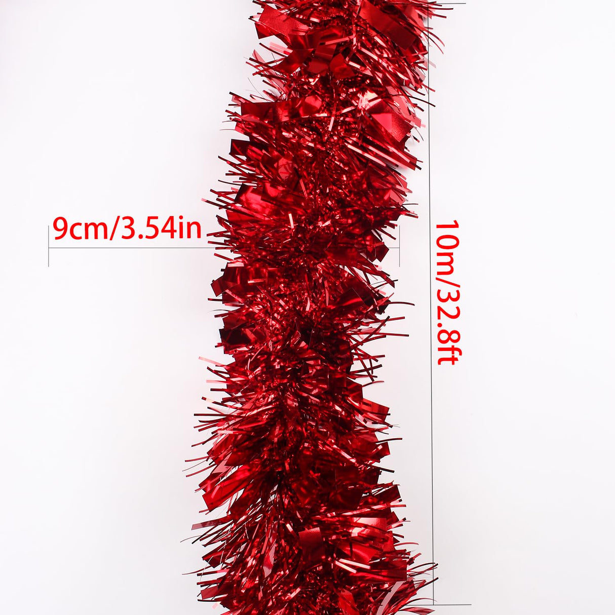 LZZYWYDTT 33FT Christmas Tinsel Garland,Red Shiny Metallic Foil Decorations for Parade Floats, Halloween, Christmas Tree, New Year Parties,Birthday Party,Indoor and Outdoor Disco Party Supplies LZZYWYDTT