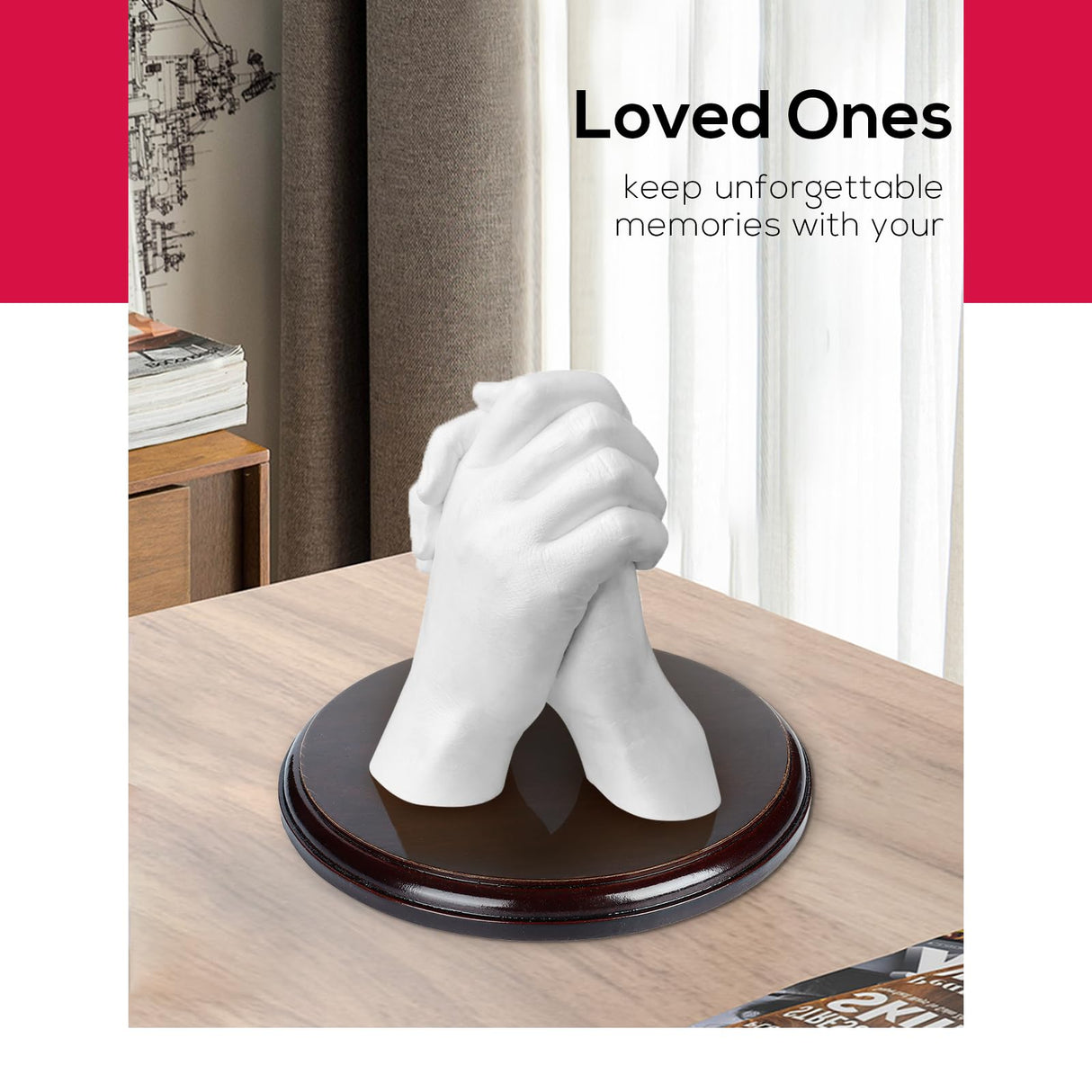 Falling in Art Hand Casting Kit Couples - Keepsake Plaster Hand Mold Kit for Family, Kids, Adults with Large Bucket, Gloves, Powder Materials, Color Paints, Wooden Base Falling in Art