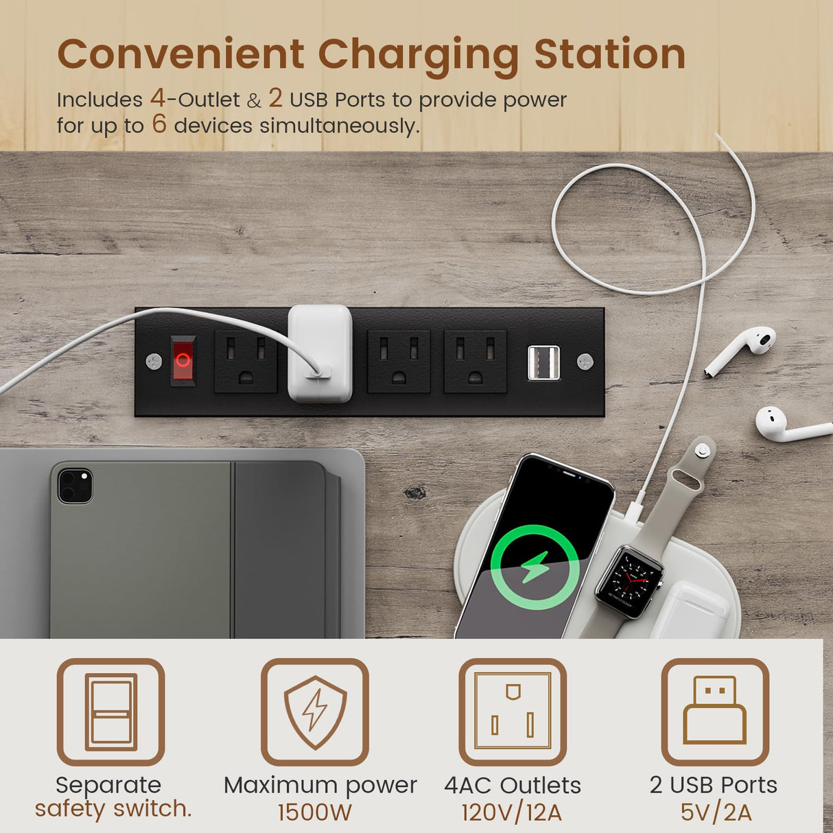 Itaar Farmhouse 55" Executive Desk, Computer Desk with Storage Drawers and Power Outlet, Home Office Desk, Workstation for Office Home, Grey Itaar