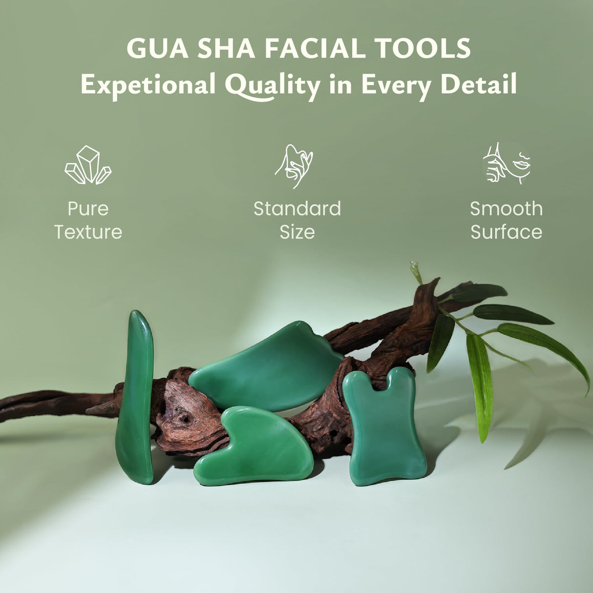 Rena Chris Guasha Massage Tool, 4 Pcs Gua Sha Facial Tool, Guasha Board for SPA Acupuncture Therapy Trigger Point Treatment, Gua Sha Scraping Massage Tool(Green) Rena Chris
