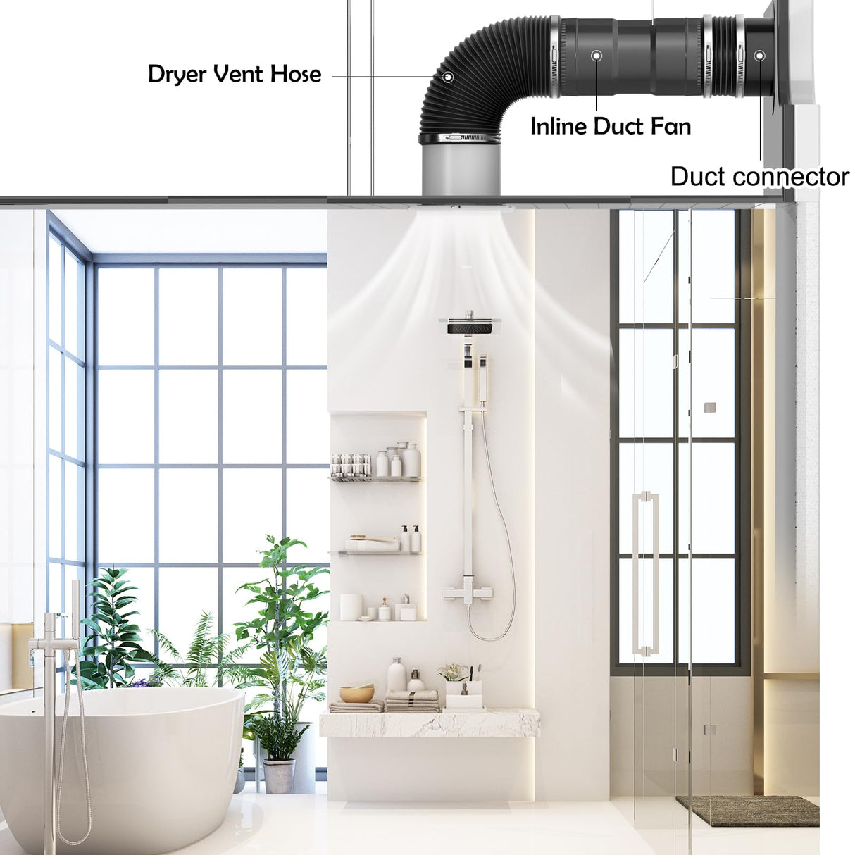 Hon&Guan 4 Inch Duct Connector, 4 Inch Duct Connector Flange Dryer Vent Connector for Heating Cooling Ventilation System, Plastic Dryer Vent Wall Plate -Black. Hon&Guan