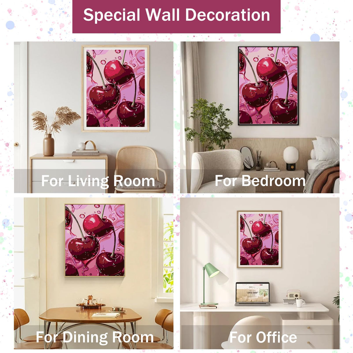 Gamteldot Cherry Diamond Art Kits for Adults Beginners,DIY Diamond Art 5D Full Drill Diamond Dots Diamond Painting with Complete Tools,Pefect Art Crafts for Home Wall Decor Gift-12x16in Gamteldot