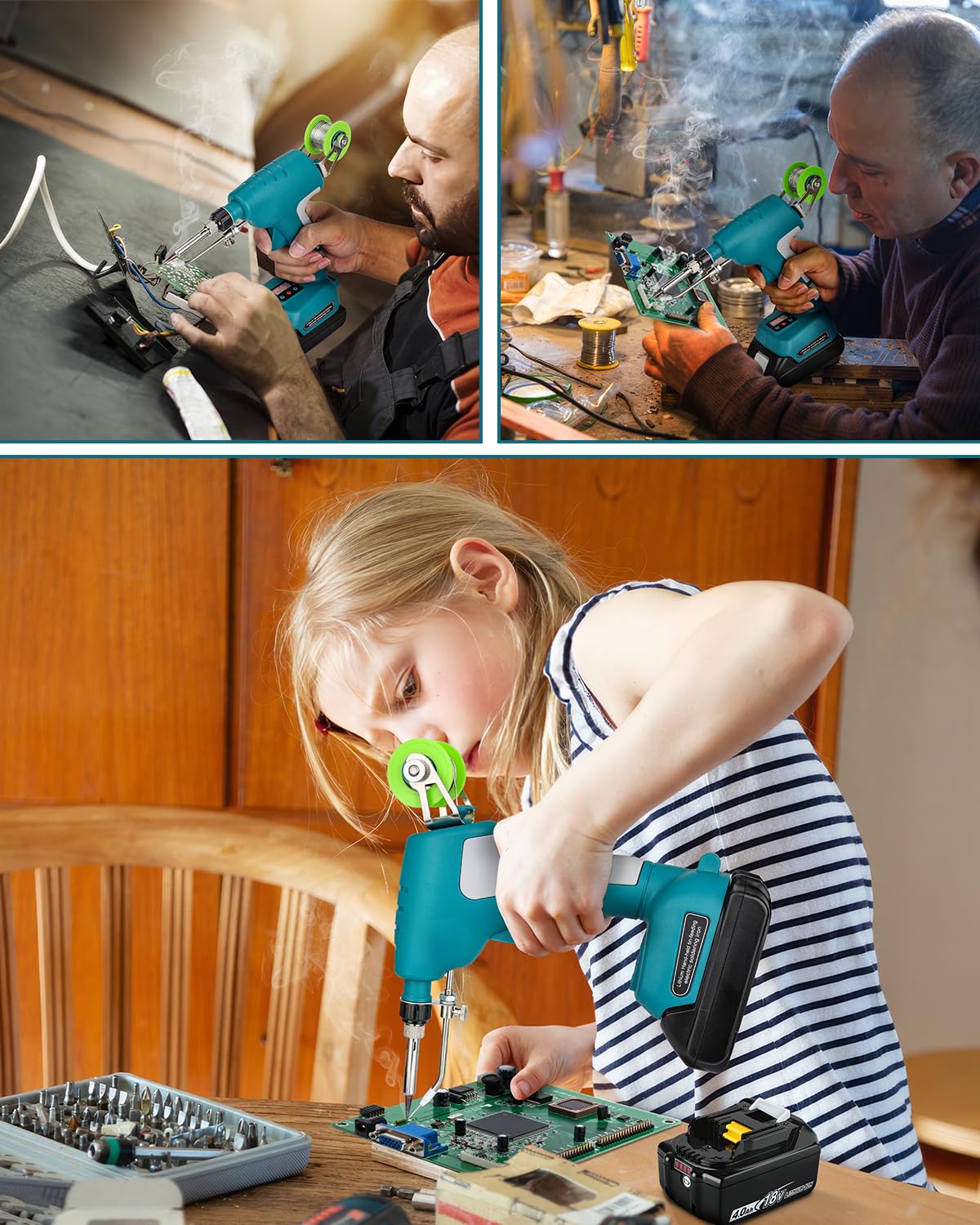 Cordless Soldering Iron Kit for Makita 18v LXT Battery,75W LED Digital Solder Iron Soldering Gun with 5pcs Tips,50g 0.04” Solder Wire for any Hobby Enthusiast (Battery not included) Taingwei