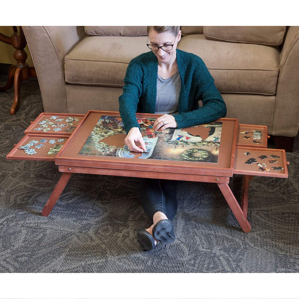 Bits and Pieces - Standard Puzzle Plateau Lounger with Cover - Puzzle Accessories & Storage - Portable 1000 pc Puzzle Table with Legs - 21" x 29" Bits and Pieces