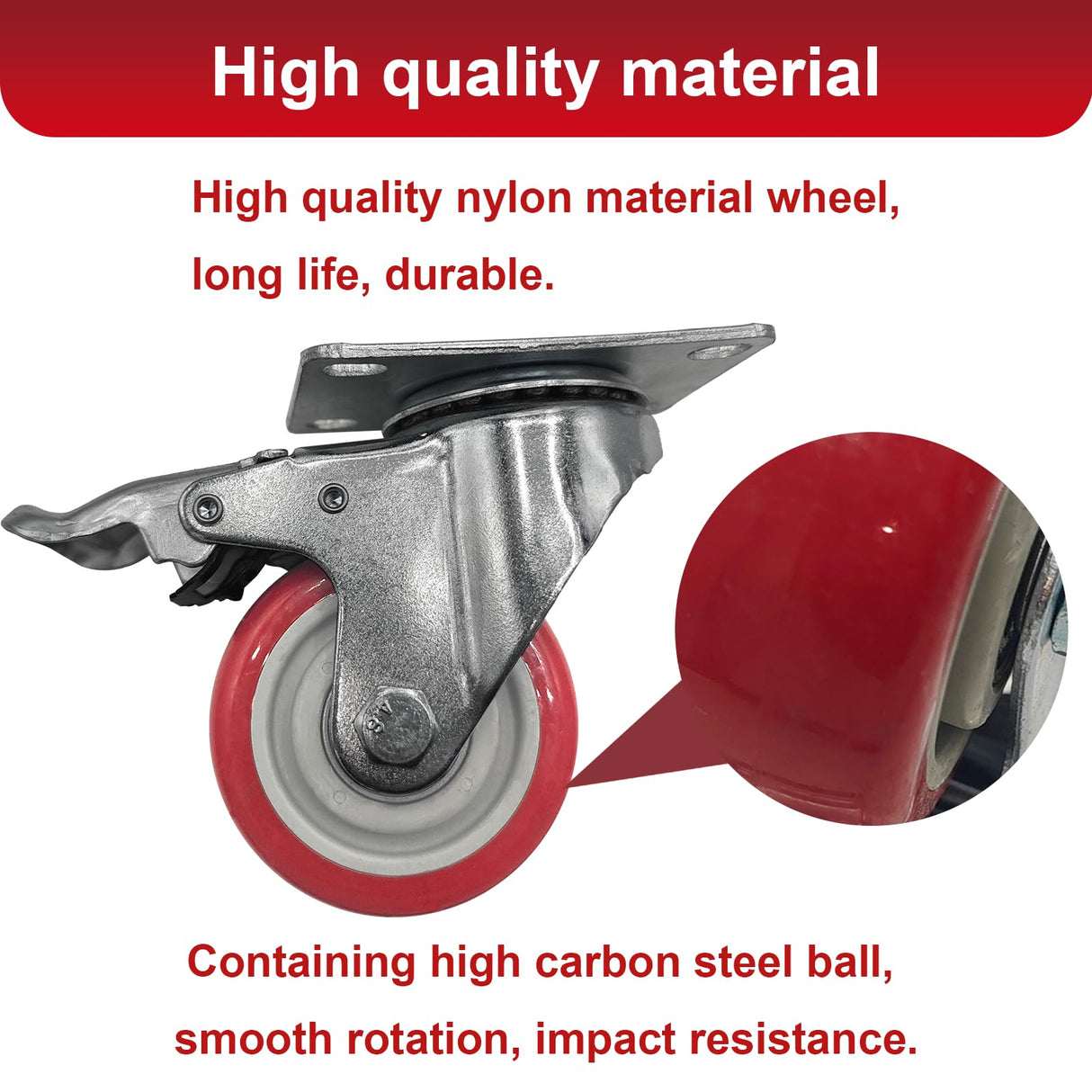 Htudcoue 8 Pcs 4 Inch Heavy Duty Casters, (4 casters Load Capacity 2200 lbs) Lockable Swivel Bearing Caster with Brakes for Workbenches, Shelves, Carts, Etc. Htudcoue