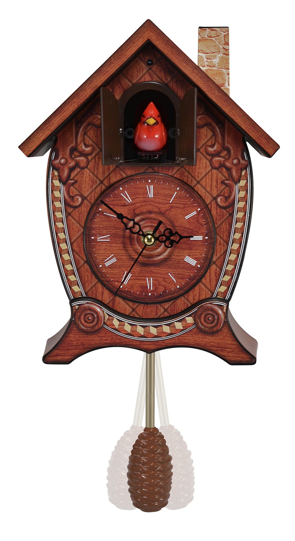 Mark Feldstein & Associates Traditional Chalet Style Singing Cardinal Tabletop Wall Sound Cuckoo Clock 17 x 8 x 5 inches Mark Feldstein & Associates