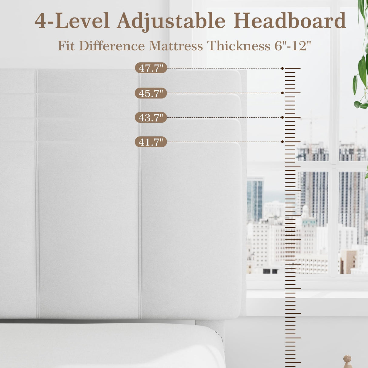 VECELO Twin Bed Frame with Upholstered Headboard, Heavy-Duty Platform Bedframe with Strong Wooden Slats Support, No Boxing Spring Needed, Pure White VECELO