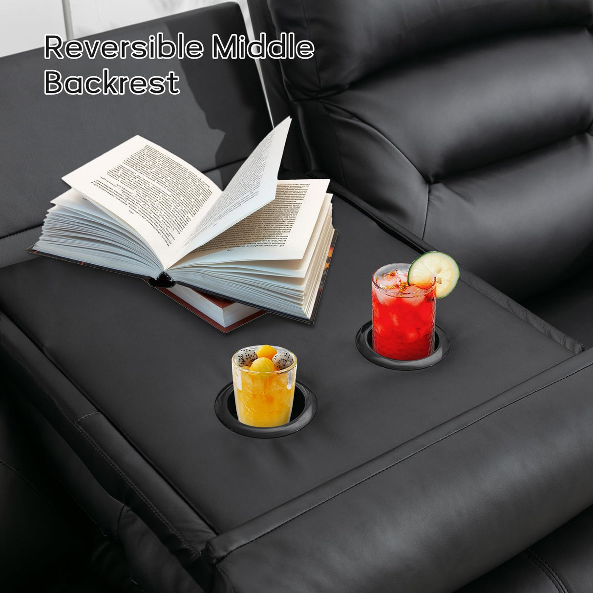 EBELLO Faux Leather Power Electric Reclining Sofa, Overstuffed Comfortable Armrest 3 Seat Recliner Sofa, Couch for Living Room, Bedroom Furniture, Meeting Room, Black (3 Seat Sofa) EBELLO