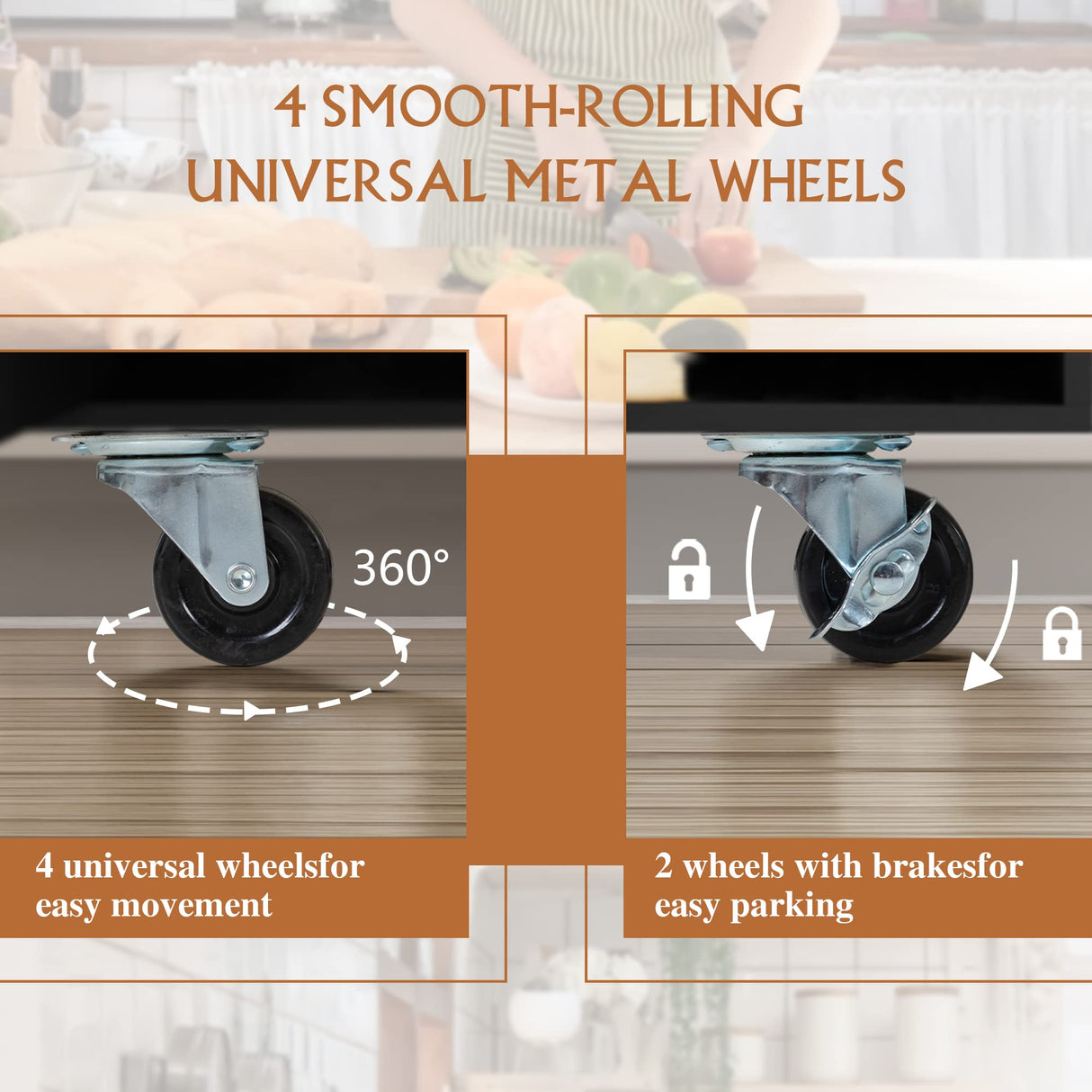 SUNLEI Kitchen Island with Storage Cart Table Rolling Butcher Block on Wheels Portable Large Mobile Counter Drop Leaf Moveable Farmhouse Floating Stand Alone Bar Drawers Wood Coffee Microwave Black SUNLEI