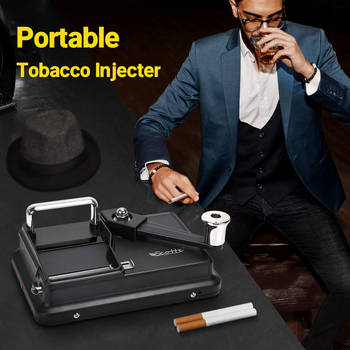 Scotte Cigarette Rolling Machine Manual Cigarettes/Tobacco Injecter 8mm Diameter Tube Making 80-100mm Lengths of Cigarrettes (Black) Scotte