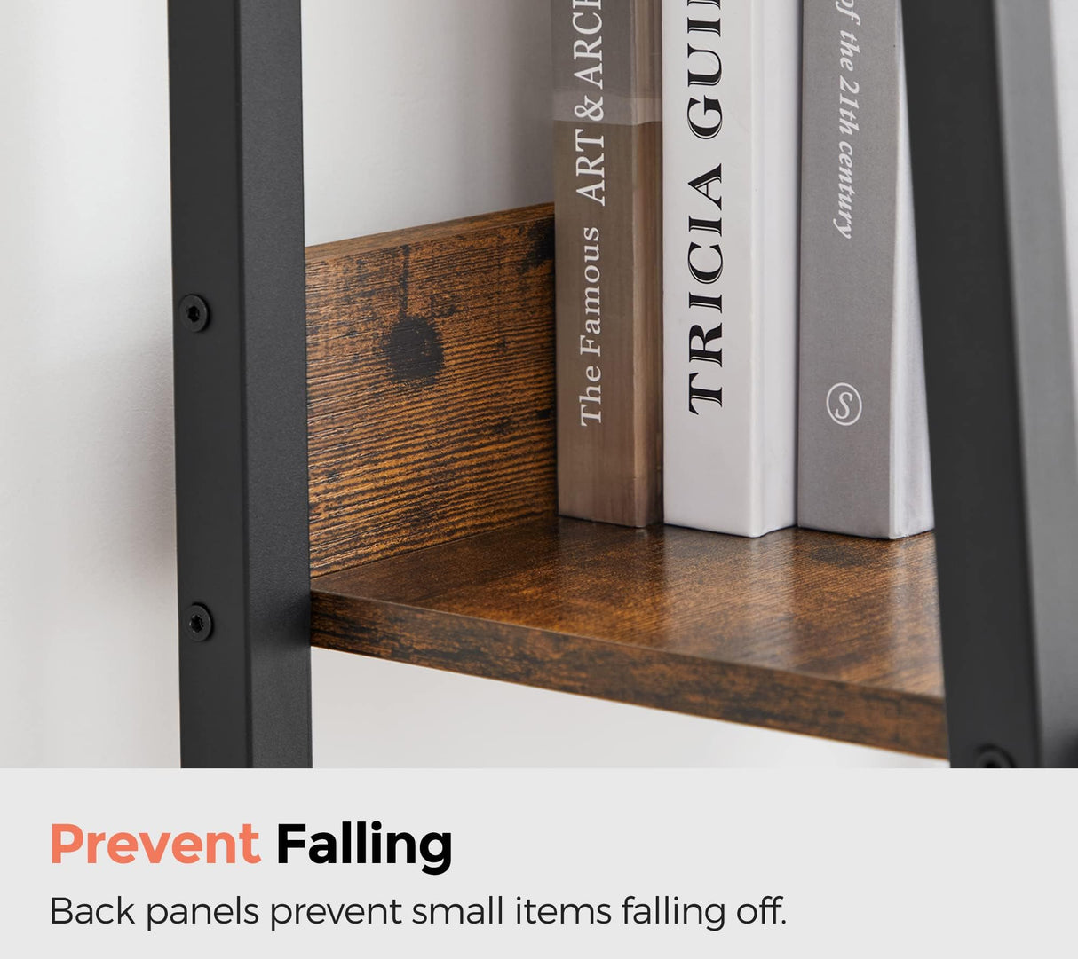 VASAGLE Bookshelf, 5-Tier Narrow Book Shelf, 11.8 x 13.3 x 66.9 Inches, Ladder Shelf for Home Office, Living Room, Bedroom, Kitchen, Rustic Brown and Ink Black ULLS109B01 VASAGLE