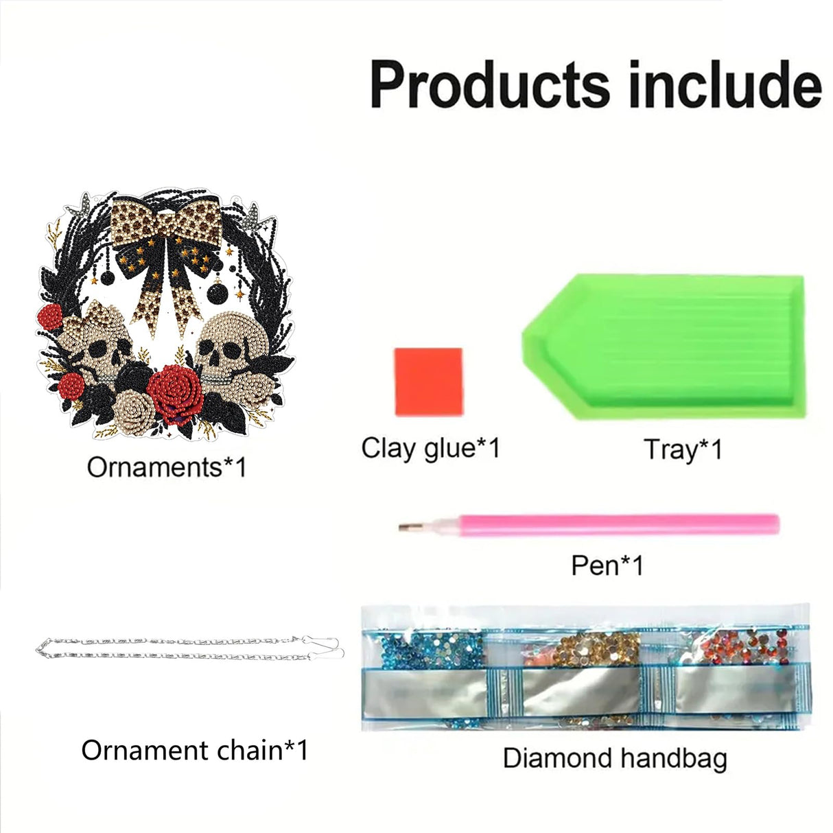 STGLCR Diamond Art Kit for Adults, Special Shaped Crystal Skull Pendant, Halloween Diamond Painting Suncatcher,DIY Rose Ornament Hanging Art Acrylic Board Wreath, DIY Home Decor, 7.7 Inch STGLCR