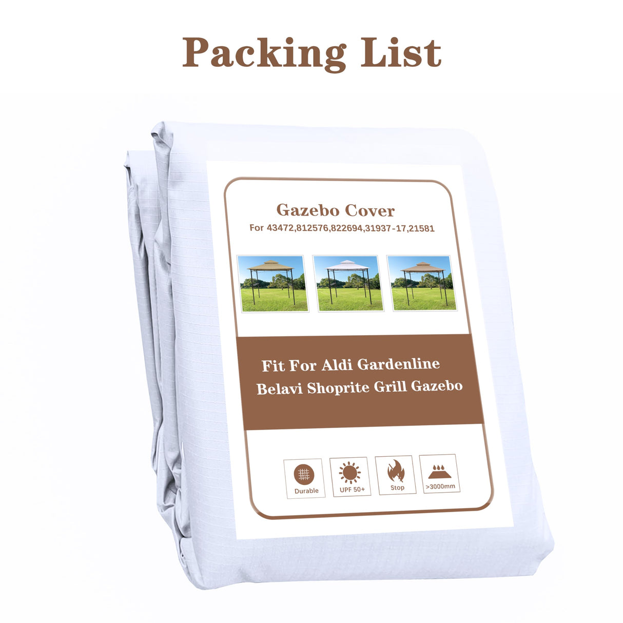 SCOCANOPY Heavy Duty Grill Replacement Canopy BBQ Gazebo Top Fit for Aldi Gardenline Belavi Shoprite Grill Gazebo,for Model Number: 43472,812576,822694,31937-17,21581,White SCOCANOPY