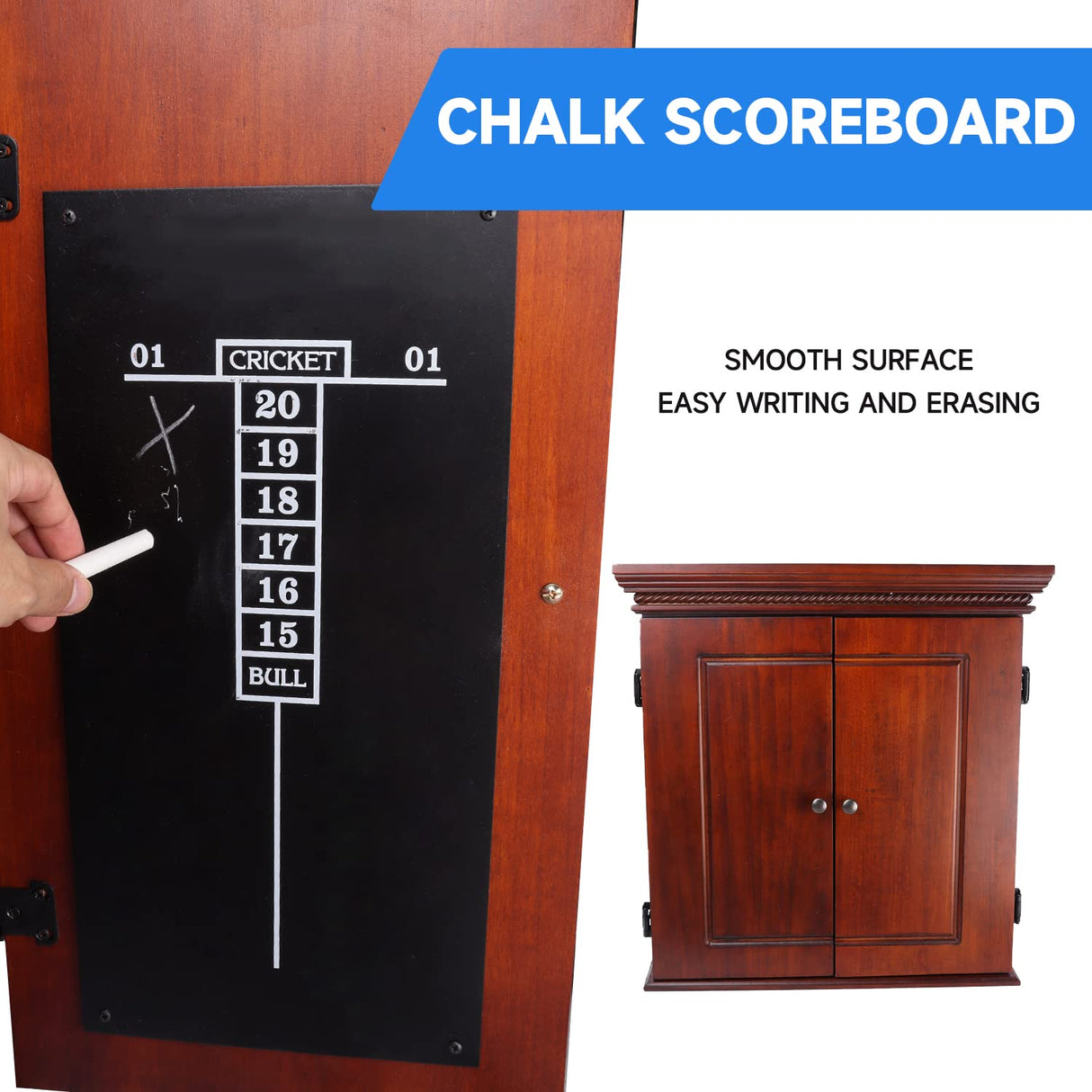 GSE Professional Solid Wood Classic Official Size Dartboard Cabinet with Dart Scoreboard for Game Room. Dart Board & Darts Not Included(Premium Brown) GSE Games & Sports Expert