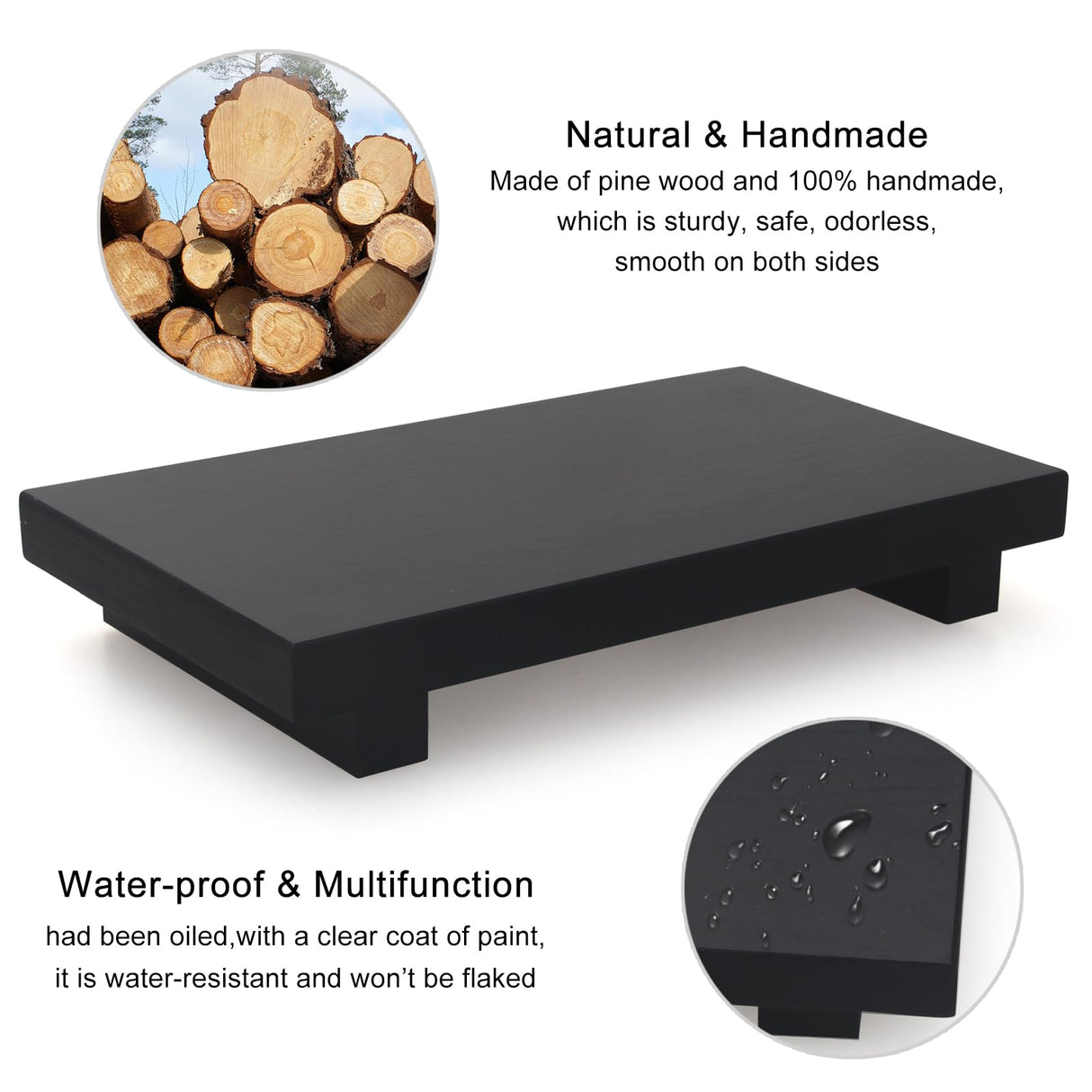 Farmhouse Black Bathroom Tray Organizer Wooden Dish Soap Dispenser Tray Kitchen Sink Tray for Bathroom Counter Decor Wood Riser Pedestal Stand Decorative Bathroom Vanity Accessories Soap Holder Tray Ayiaren