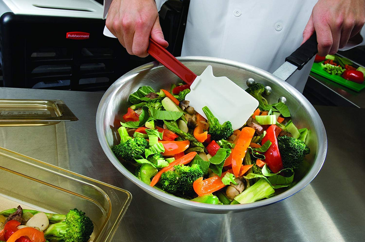 Rubbermaid Commercial Products High Heat Resistant Silicone Heavy Duty Spatula/Food Scraper, 13.5-Inch, 500 Degrees F, Red Handle, for Baking/Cooking/Mixing, Commercial Dishwasher Safe Rubbermaid Commercial Products