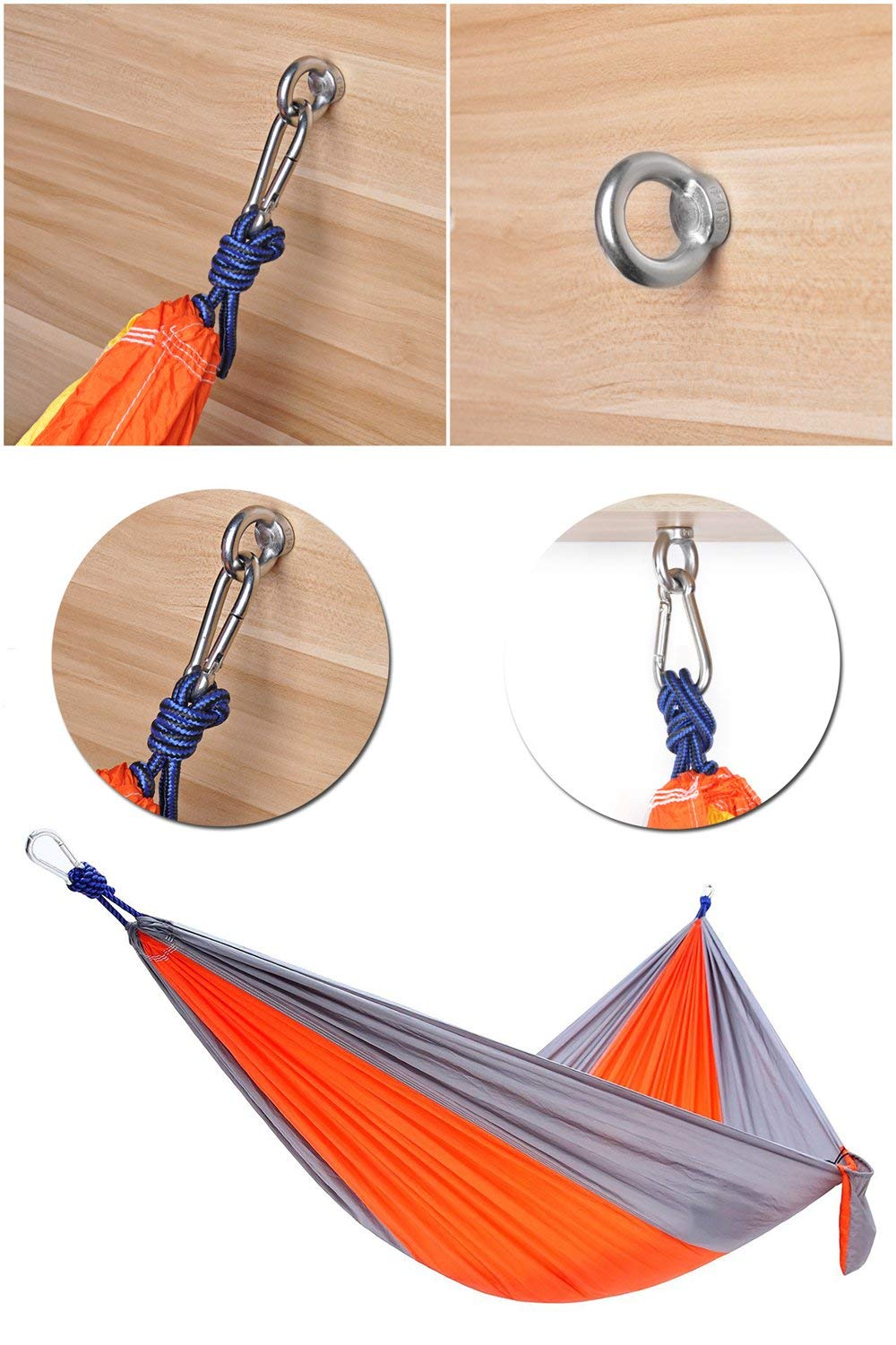 Heavy Duty Hammock Hanging Kit - 1400 LBS Capacity, Stainless Steel Hooks & Carabiners for Indoor/Outdoor Hammocks, Yoga Swings & Chairs Cyfie