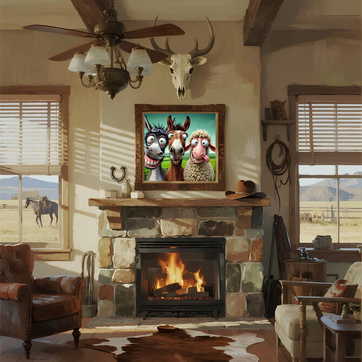 5D Diamond Art Kits for Adults Beginners,Crazy Animals DIY Full Round Drill Diamond Painting Kits,Donkey Horse Sheep Paint by Diamonds Dots Gem Art Easy,Home Wall Decor 14X14 Inch Acelii