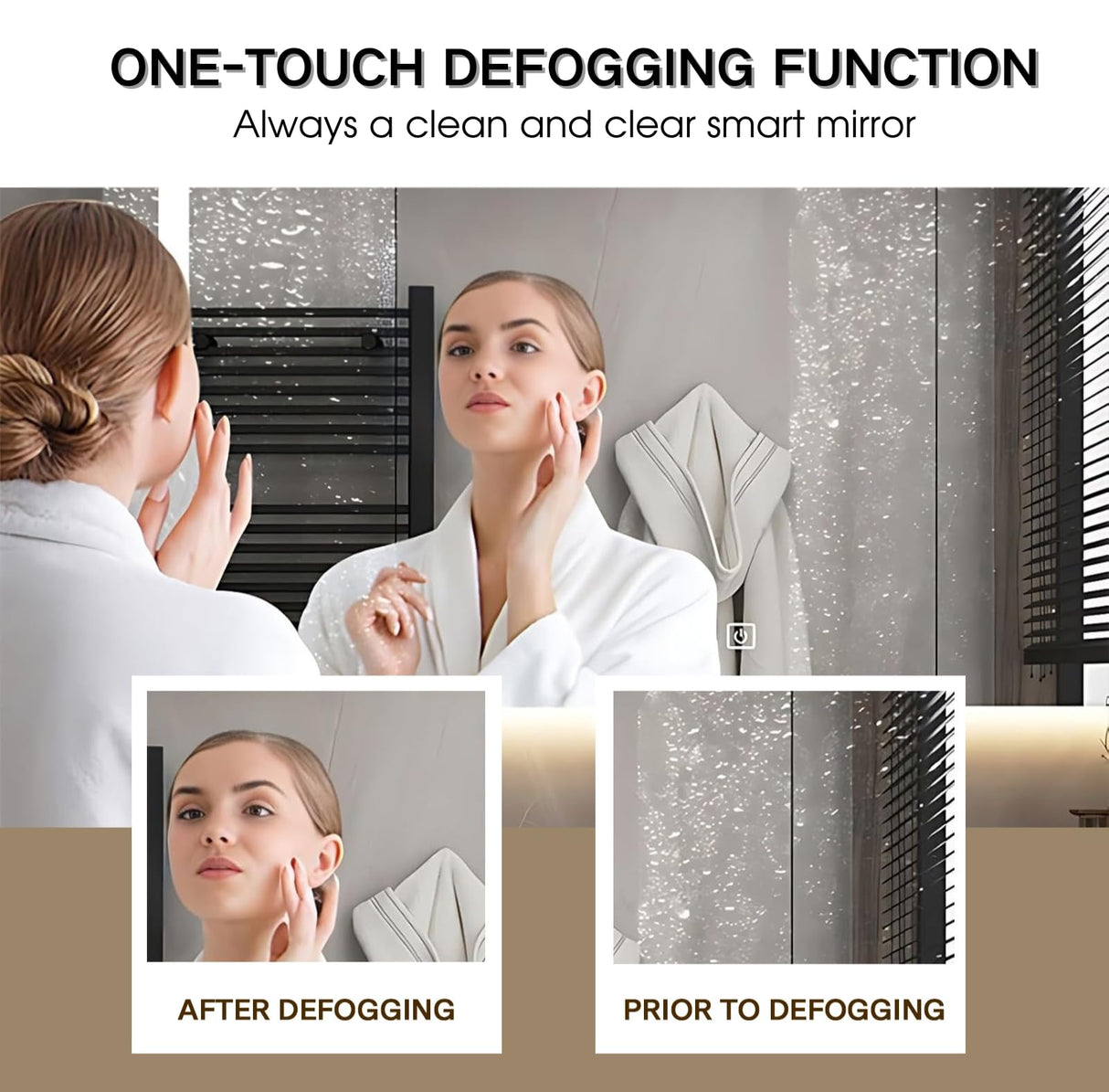 Solid Wood Bathroom Vanity, 60 Inch Double Sink Bathroom Vanity, Floating Sink Vanity set with Anti-Fog Mirror Cabinet, Wall-Mount Bath Vanities with Ample Storage, Solid Wood Bathroom Furniture LUTHXAY