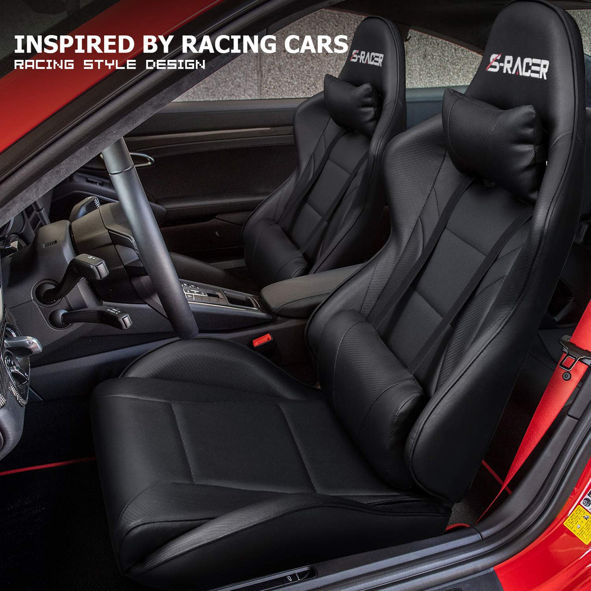 Homall Gaming Chair Computer Office High Back Leather Gamer Desk Chair Ergonomic Adjustable Swivel Racing Chair with Headrest and Lumbar Support (Black) Homall