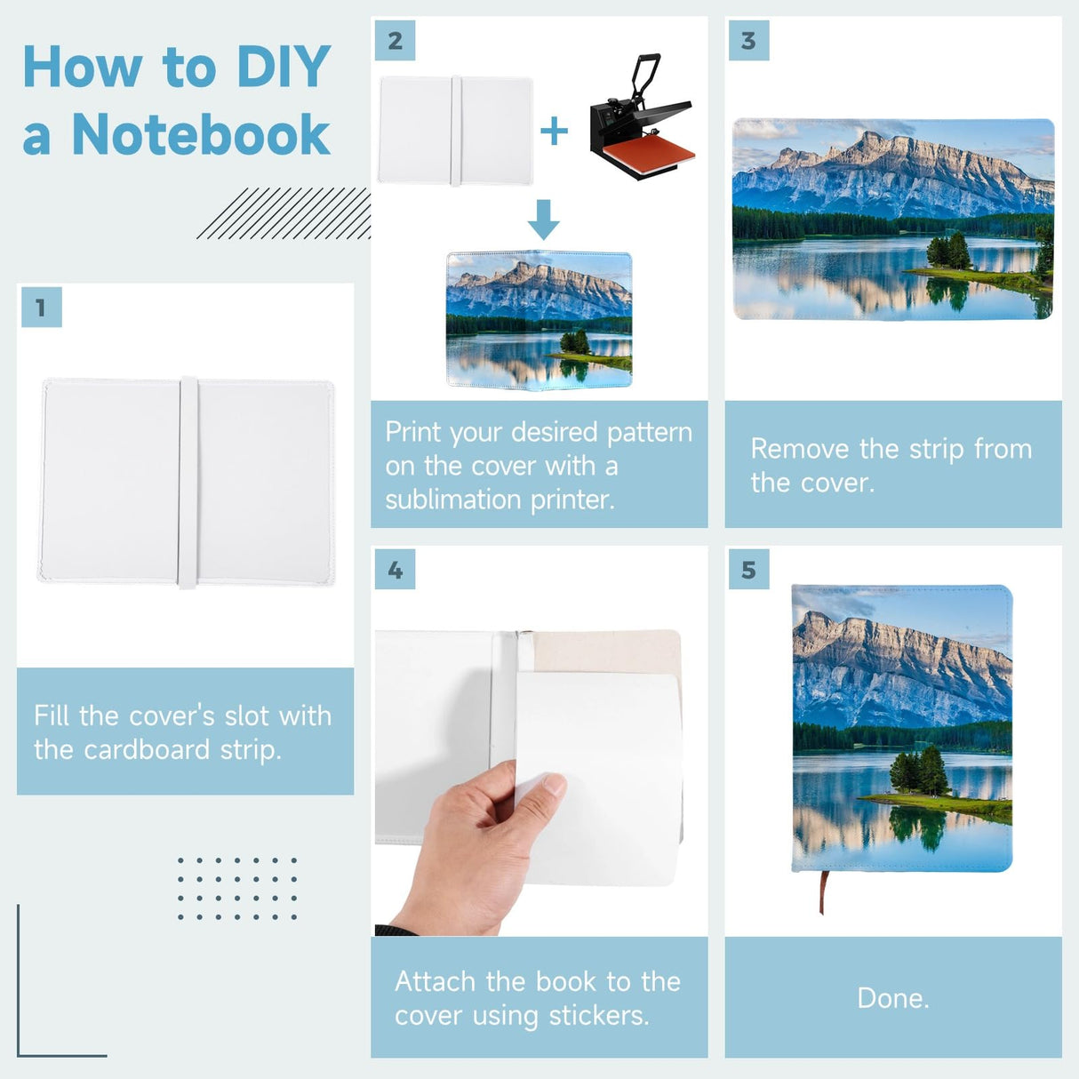 Lnrueg 6 Pcs A5 Sublimation Notebook Blank Journal 100 Pages - Hardcover PU Notebooks for Note Taking Plan Making Diary Writing - School Office Supplies… Lnrueg