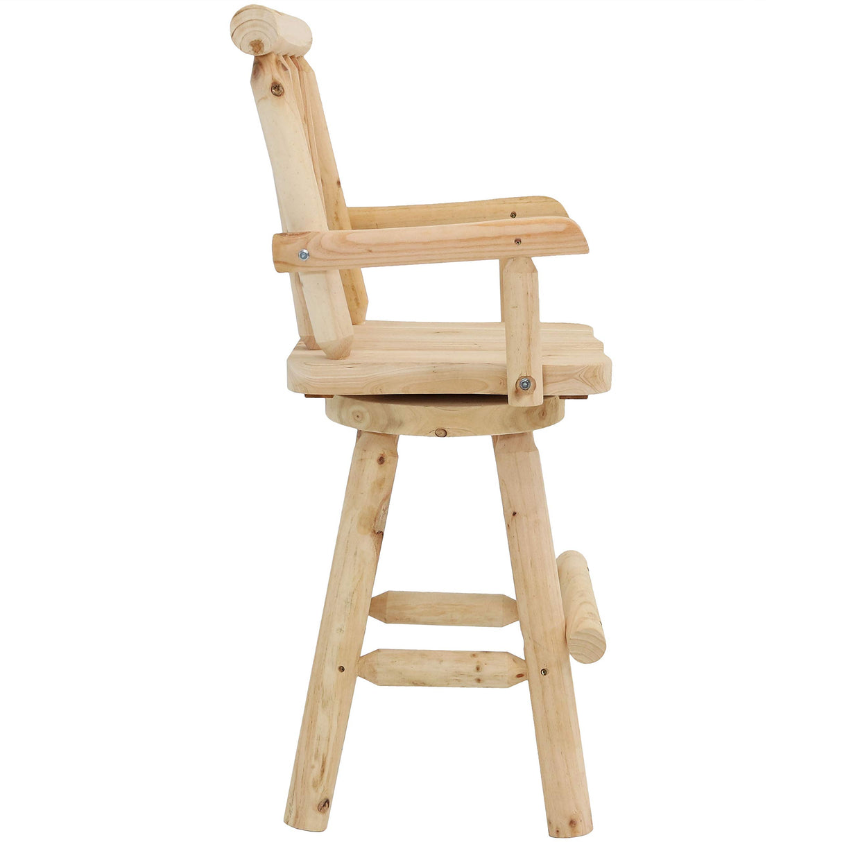 Sunnydaze Rustic Bar Stool, Log Cabin Style Unfinished Wood Construction, 4-Foot, Set of 2 Sunnydaze