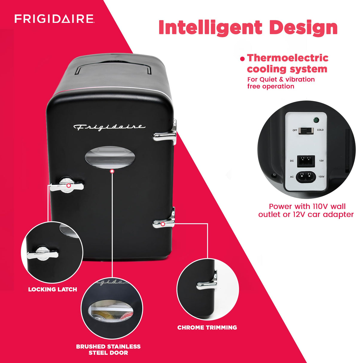 Frigidaire EFMIS175BLACKCP4 Portable Cooler for Car, Office, Bedroom, Dorm Room, or Cabin, 11.8"D x 7.1"W x 10.1"H, Black Frigidaire