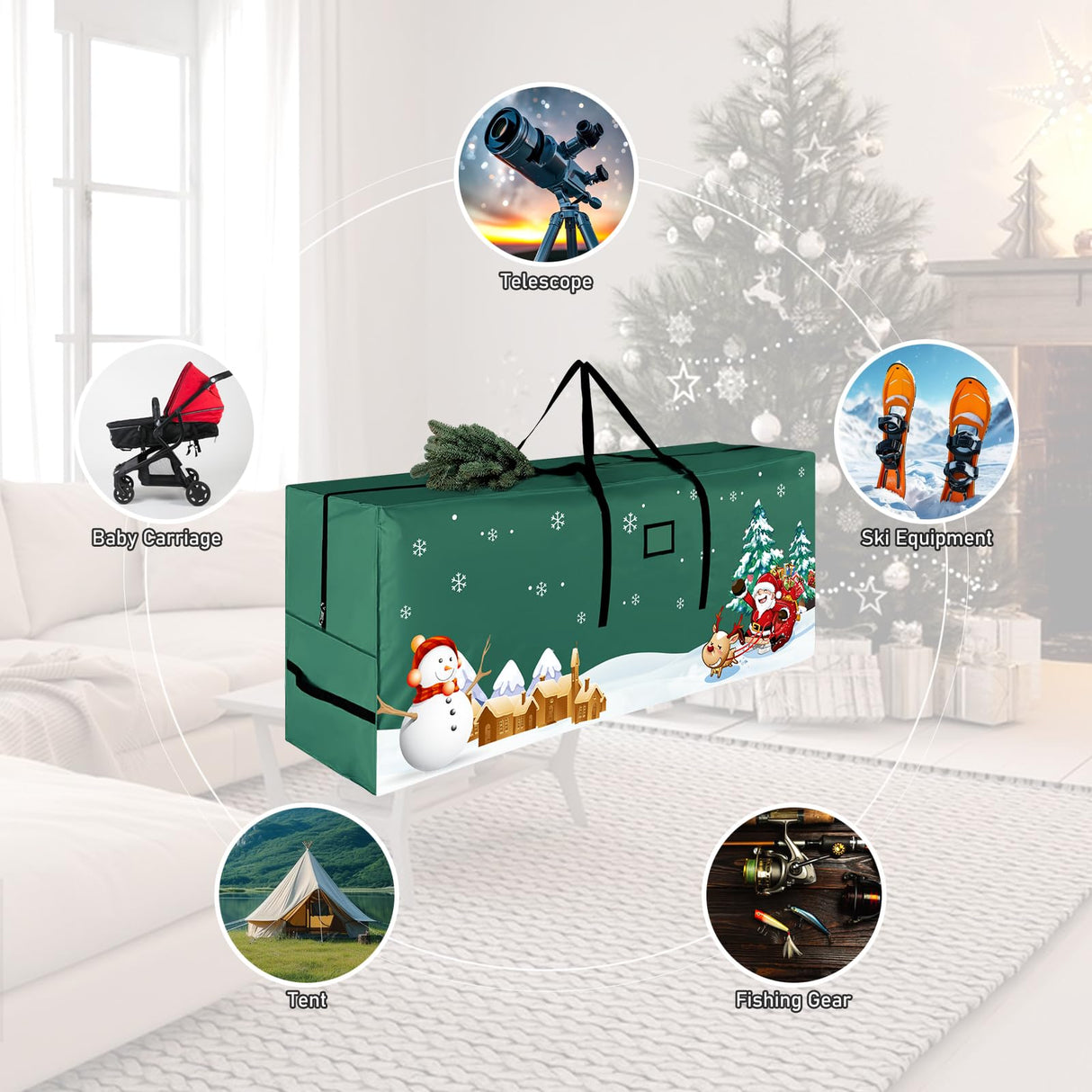 ABXMAS Christmas Tree Storage Bag - Fits Up 9 Ft Tall Artificial Trees, Durable 600D Oxford Green ABXMAS