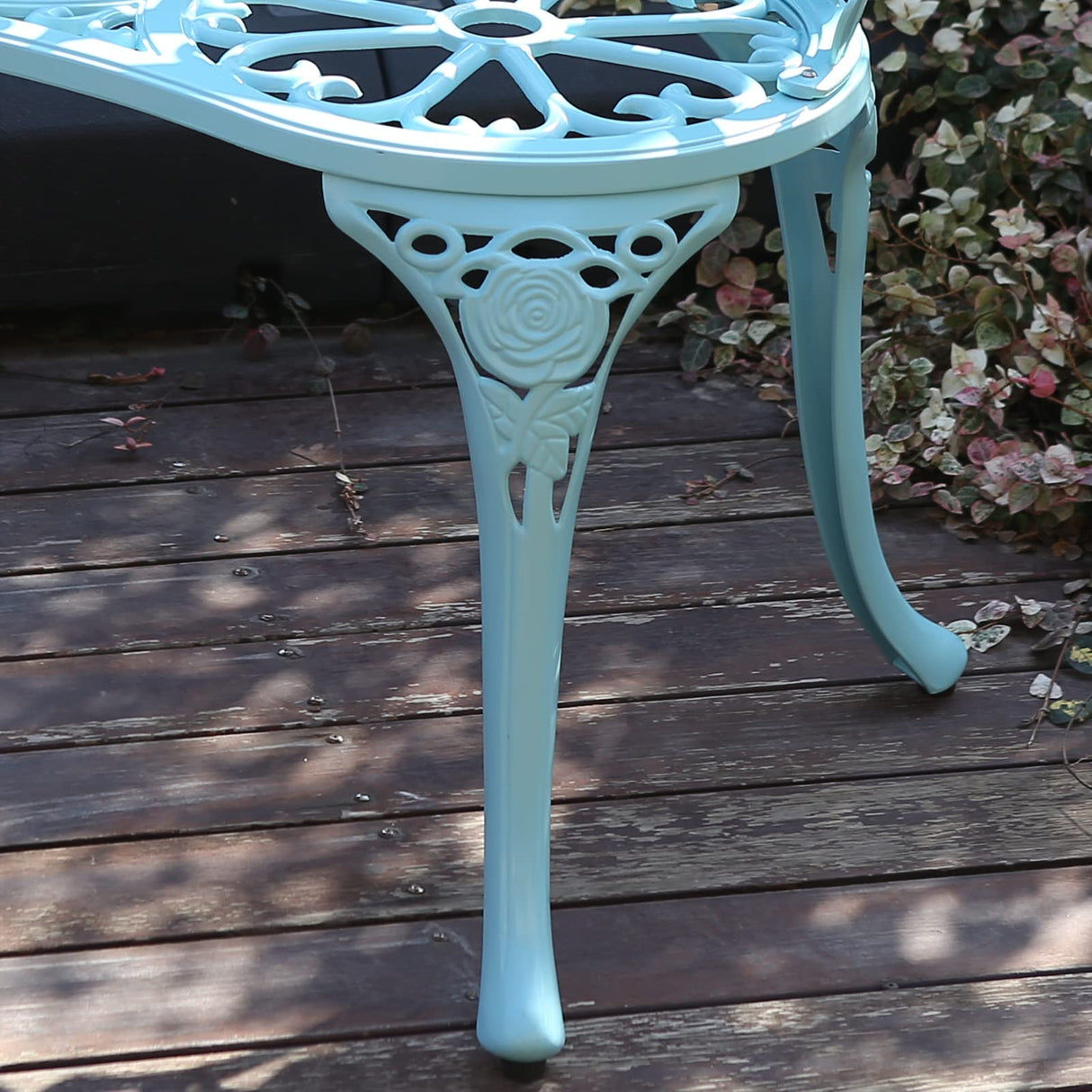 KAILI Garden Bench, Metal Aluminum Rose, Suitable for Garden Porch Park Front Porch Balcony Outdoor (Light Blue) KAILI