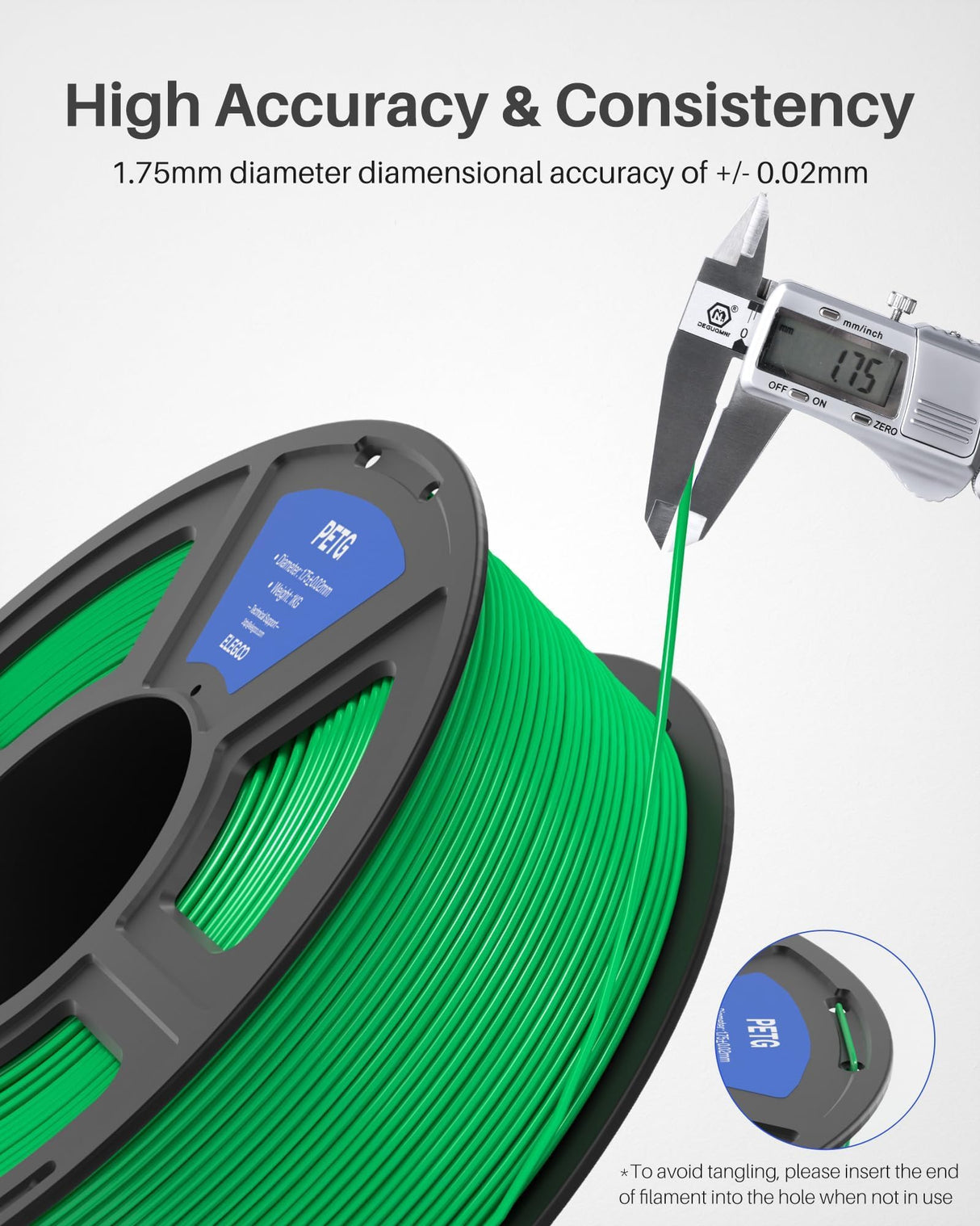 ELEGOO PETG Filament 1.75mm Beige 1KG, 3D Printer Filament Dimensional Accuracy +/- 0.02 mm, 1kg Spool(2.2lbs) Fits for Most FDM 3D Printers ELEGOO