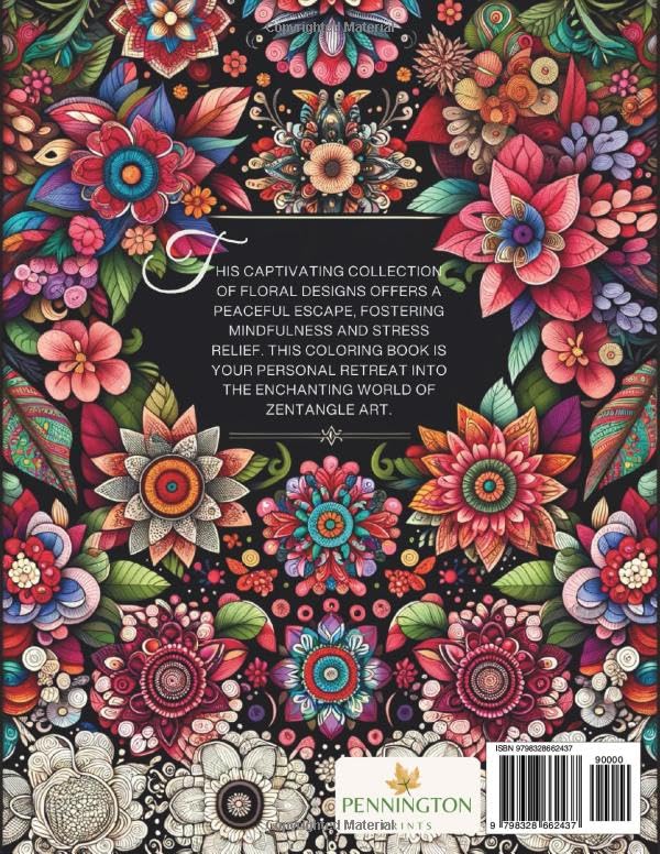 100 Floral Wonders: An Adult Zentangle Coloring Book for Mindfulness, Relaxation and Stress Relief Majosta