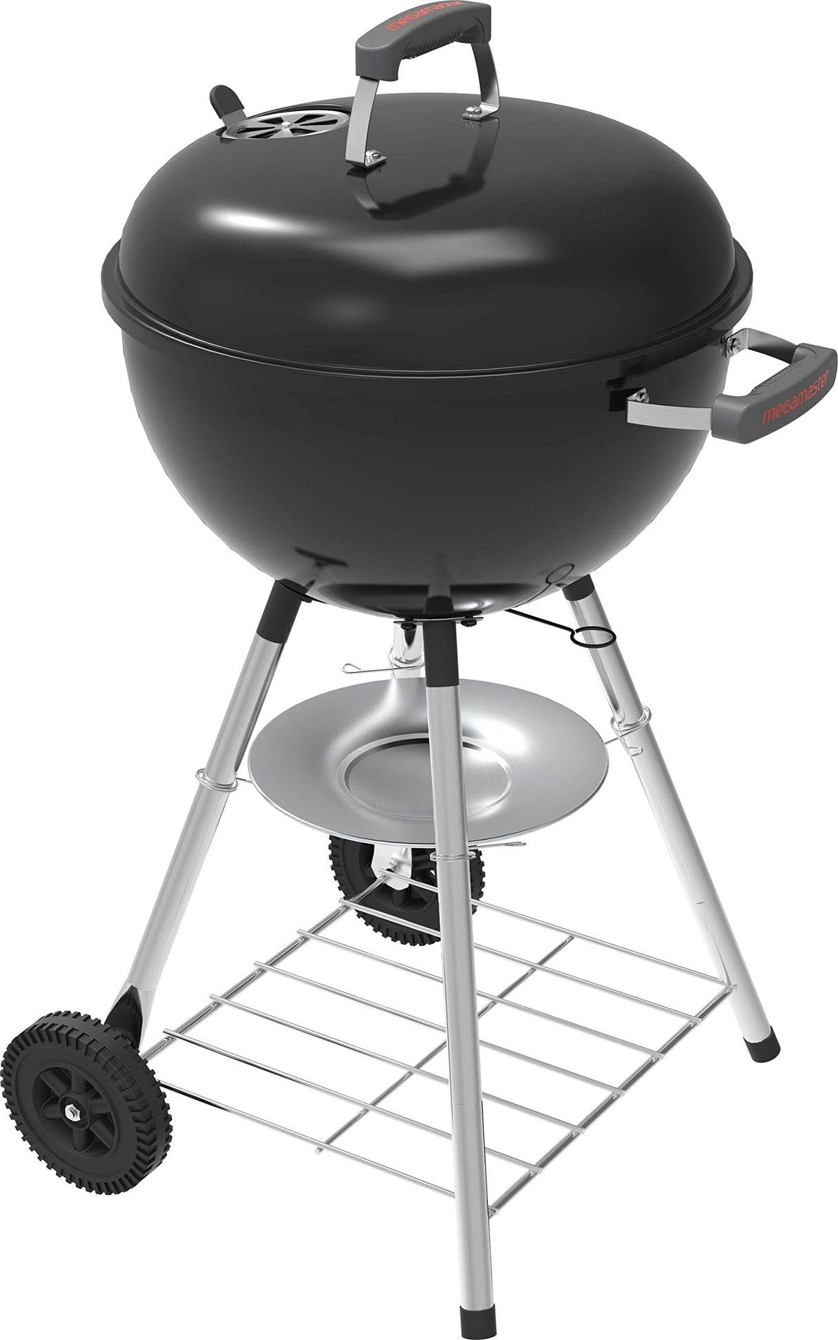 Megamaster Premium Charcoal Grill, 18" Heavy Duty Charcoal Kettle Grill, Outdoor Cooking, Camping Patio, Backyard, Tailgating, Black Megamaster