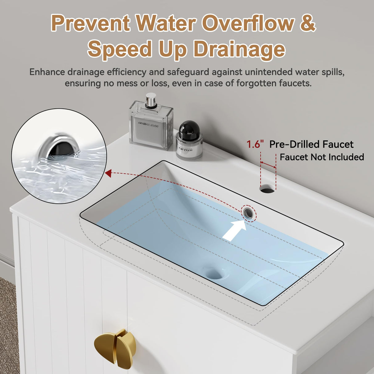 Findepot 30 Inch Floating Vanity Bathroom with Sink, White Bathroom Vanity Cabinet Combo with Ceramics Sink Top, Soft Close Cabinet Door & Open Storage Left Shelf, Modern Wall Mounted Vanity Findepot