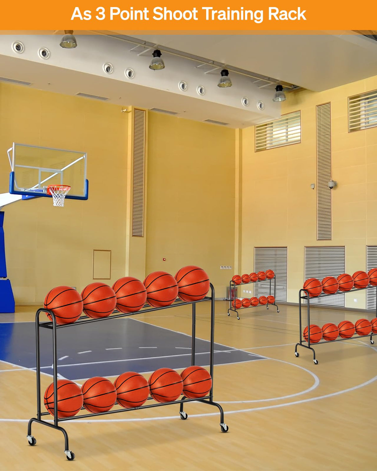 EXTCCT Tilt Basketball Rack Ball Storage Holder - Tilt Basketball Shooting Training Rack, Garage Sports Equipment Organizer, Outdoor and Indoor Rolling Balls Cart with Wheels EXTCCT